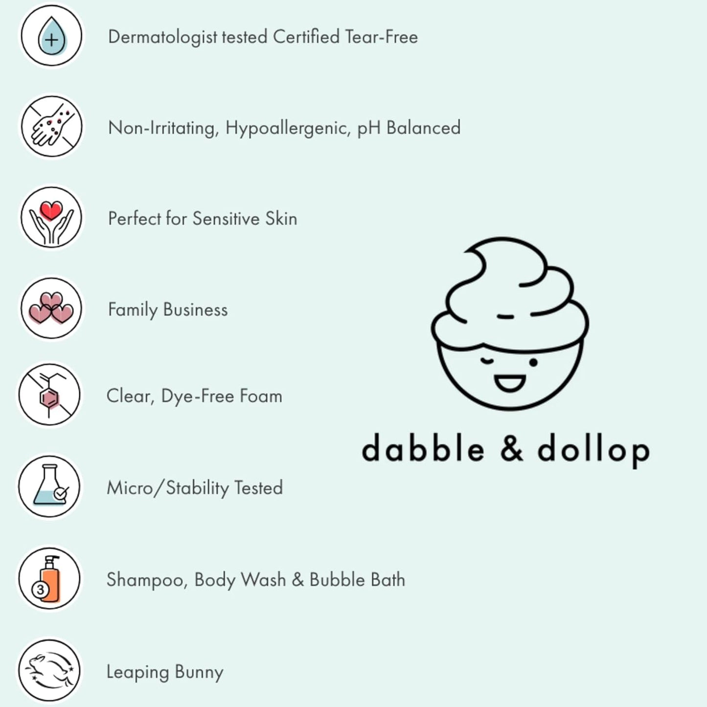 Dabble & Dollop USA Bundle, 3-in-1 Natural Bubble Bath, Body Wash & Shampoo for Kids, USA-Made