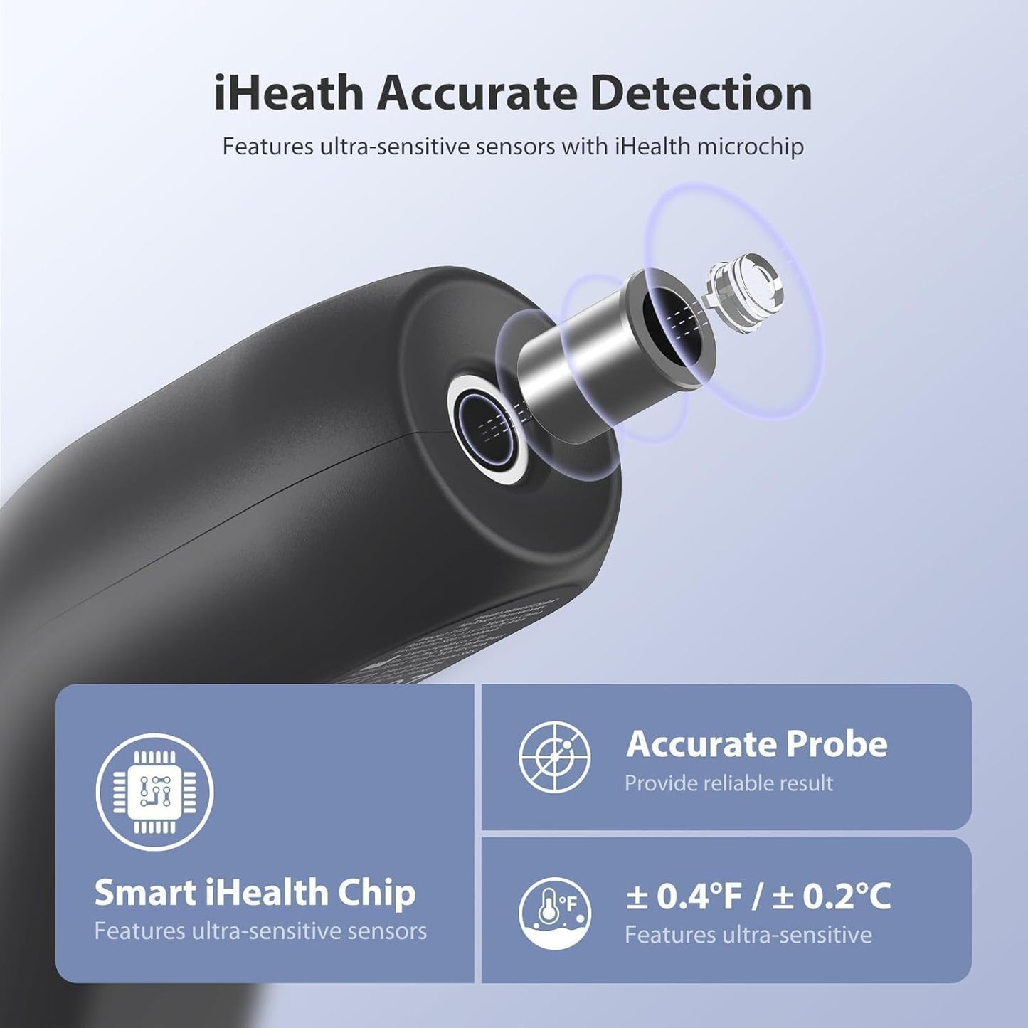 iHealth Touchless Thermometer for Adults and Kids, FSA/HSA Eligible, Color-Coded Alert & Silent