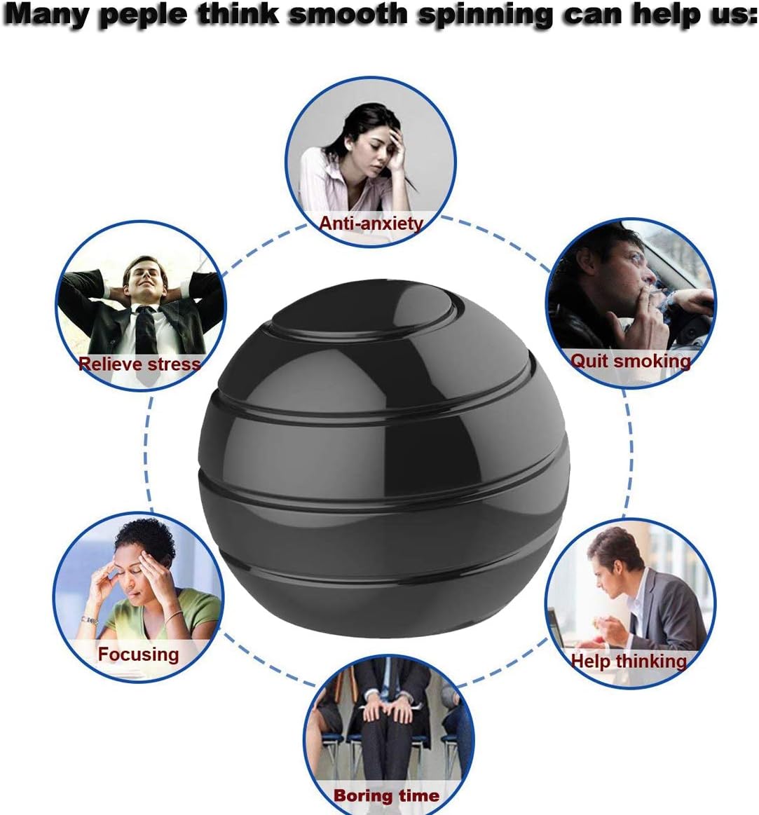 Metal Kinetic Desk Toy, Optical Illusion Fidget Spinning Top Ball, Unique Executive Stress Relief Gift for Adults & Kids