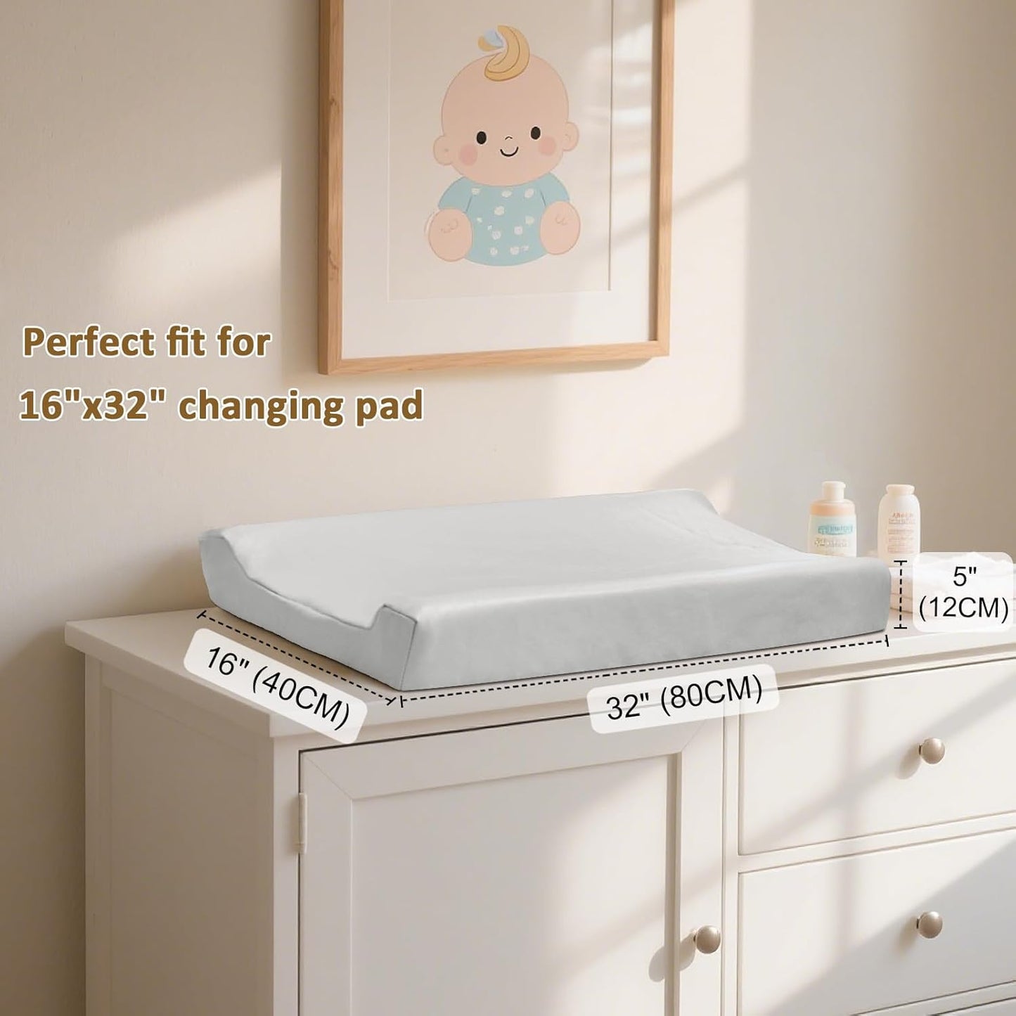 Owlowla Changing Pad Cover,Waterproof Changing Pad Covers-Soft Leather Diaper Changing Table Cover,Fits Standard Changing Pads for Baby Boy Girl(Light Gray)