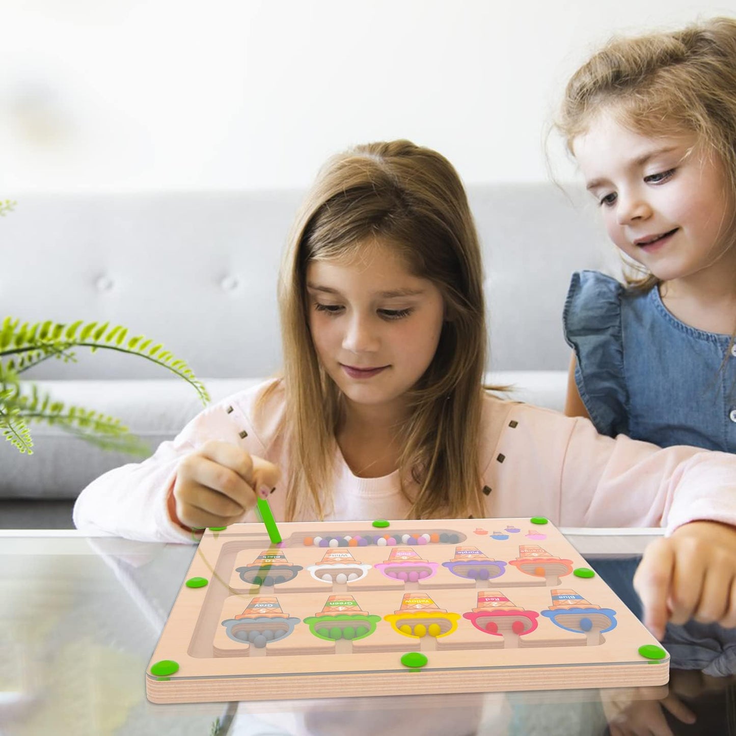 MTYOKILN Magnetic Color & Number Maze - Montessori Wooden Color Matching Learning Counting Puzzle