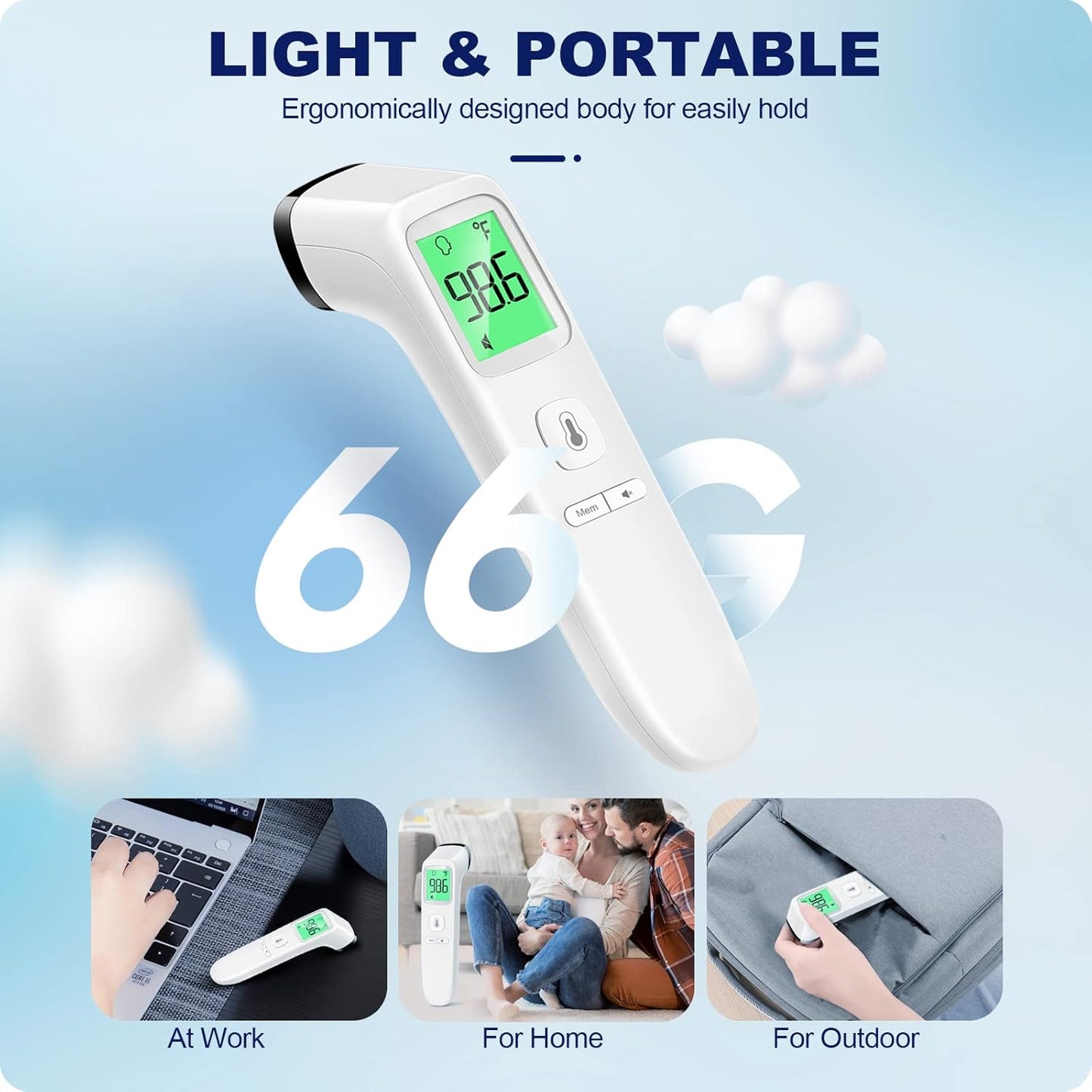 No-Touch Thermometer for Adults and Kids, Accurate Digital Baby Thermometer, Fever Alarm & Silent