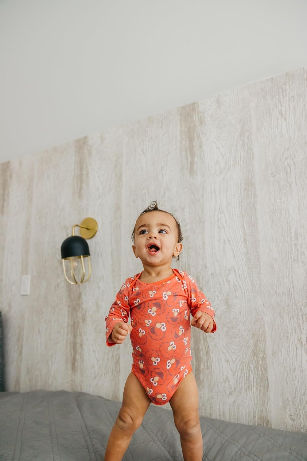 Copper Pearl Long Sleeve Bodysuit Baby: Ultra Soft Baby for Newborns, Boys, and Girls - Stylish, Comfortable, Overlap Shoulders, Premium Knit Fabric - Newborn, Elmo