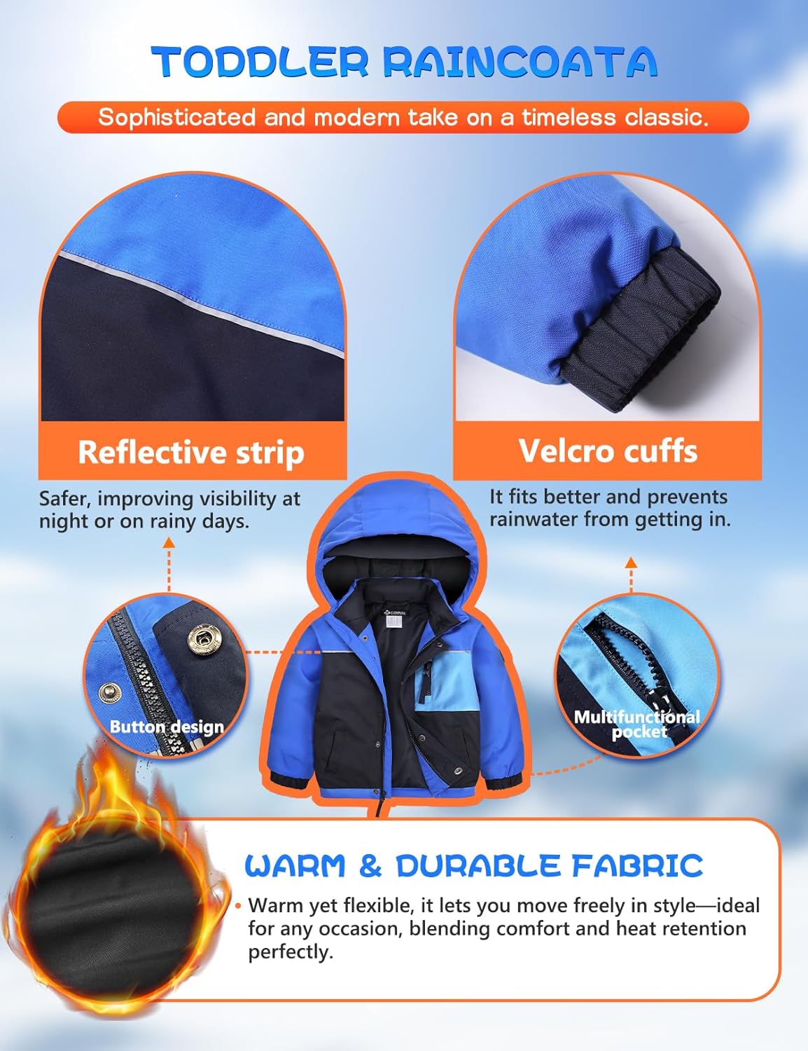 GEMYSE Toddler Boys Winter Coat Waterproof Ski Snow Jacket with Hood Thicken Warm Baby Jacket Outerwear