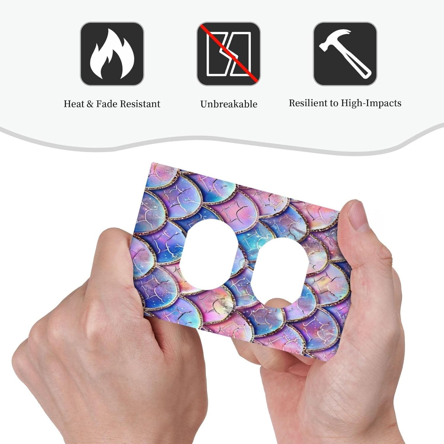 Decorative Outlet Covers Cute Pink Purple Mermaid Scales 1 Gang Duplex Light Switch Cover Plate Wall Plates for Electrical Outlets Switchplate Faceplate for Bedroom Home Decor