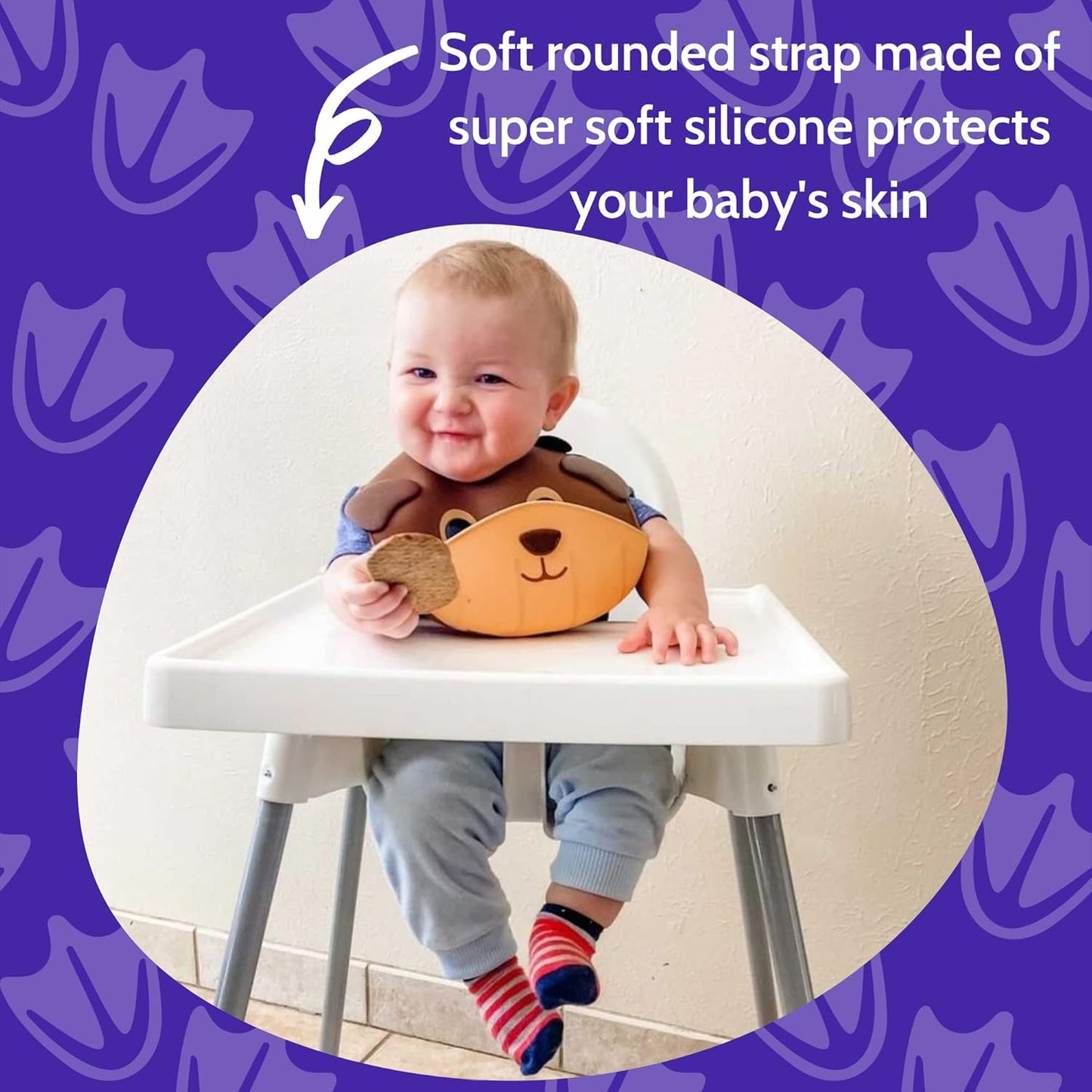 Silly Goose Silicone Animal Baby Bibs for Babies and Toddlers, Waterproof, Adjustable, Soft, Extra