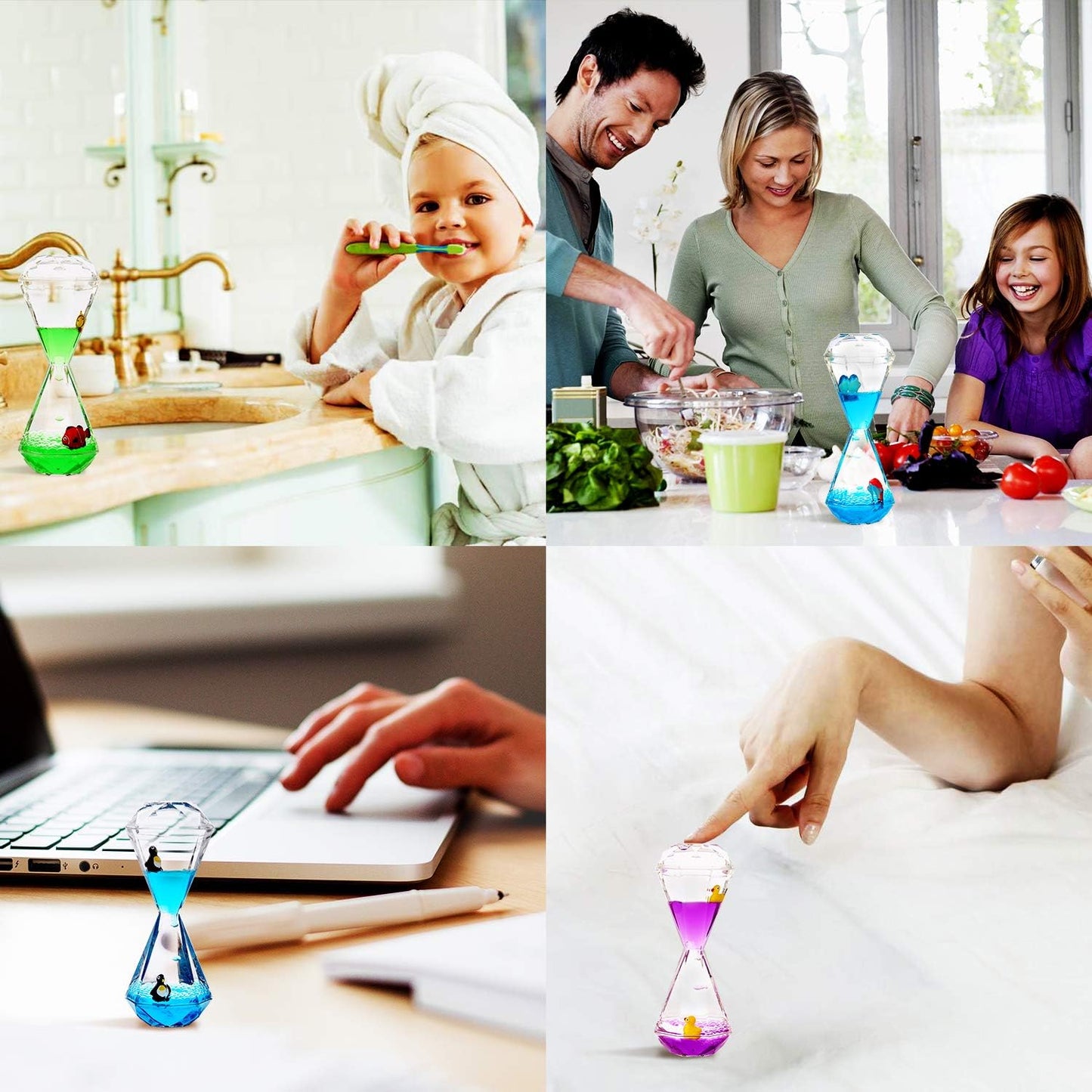 YUE MOTION Liquid Motion Bubbler Timer/Diamond Shaped Liquid Timer for Fidget Toy,Autism Toys, Children Activity, Calm Relaxing,Penguin Desk Toys and Home Ornament