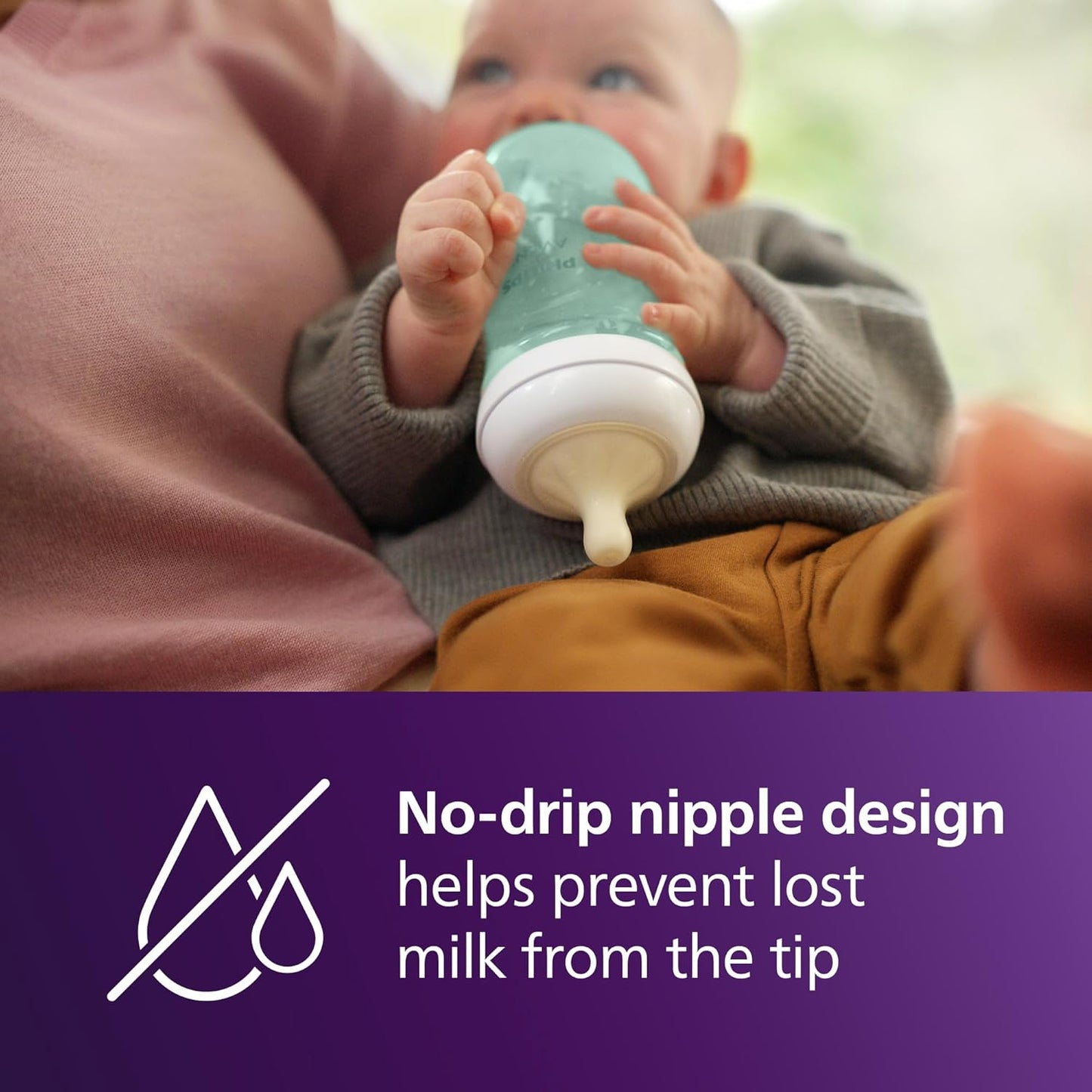 Philips Avent Natural Baby Bottles with Natural Response Nipples (Medium Flow, Flow 3), 9oz, Teal