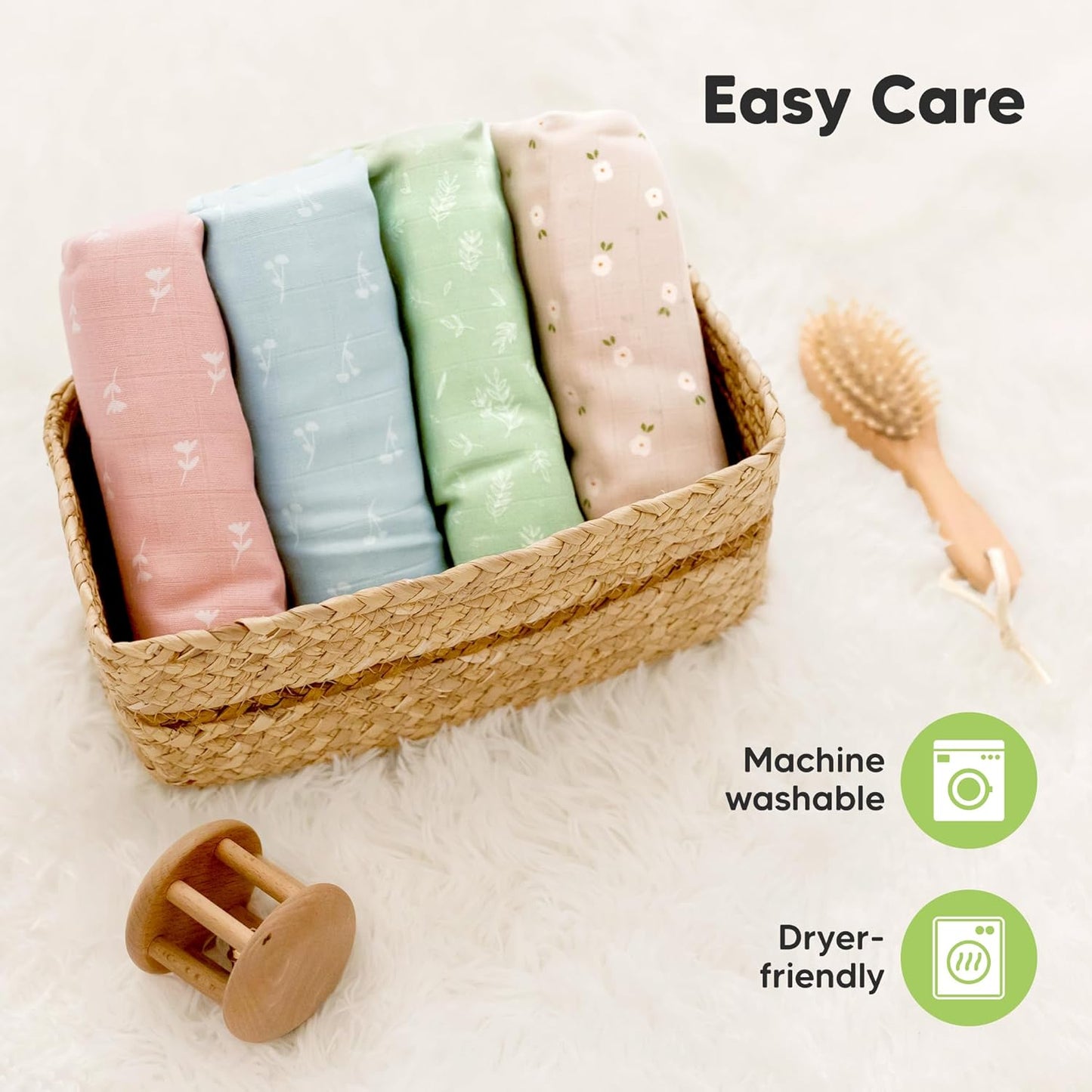 4-Pack Muslin Swaddle Blankets for Boys, Girls - Organic Baby Swaddles for Newborns, Soft &
