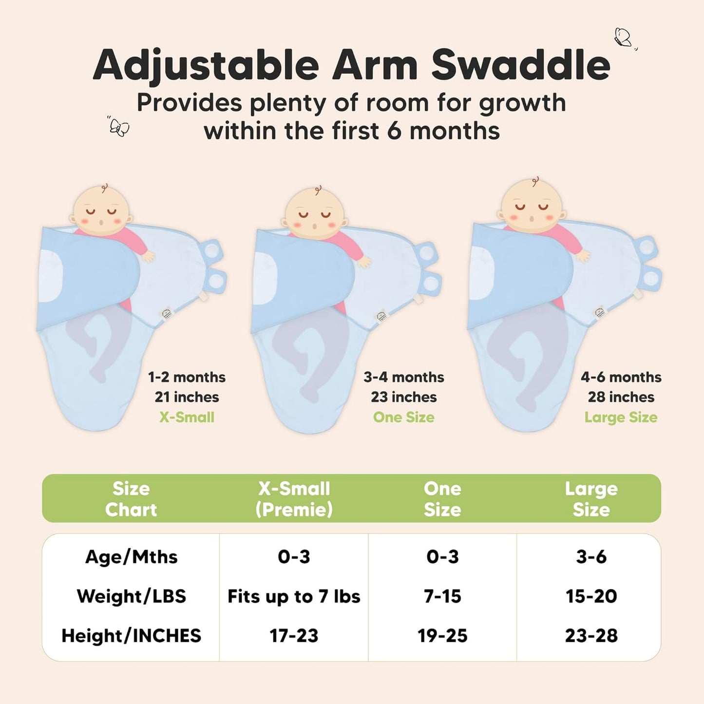 3-Pack Organic Baby Swaddle Sleep Sacks - Swaddles for Newborns, Infant 0-3 Months, Baby Girls, Boys, Soft & Snug Newborn Sleep Sack, Nursery Swaddling Blankets (ABC Land Cloud)