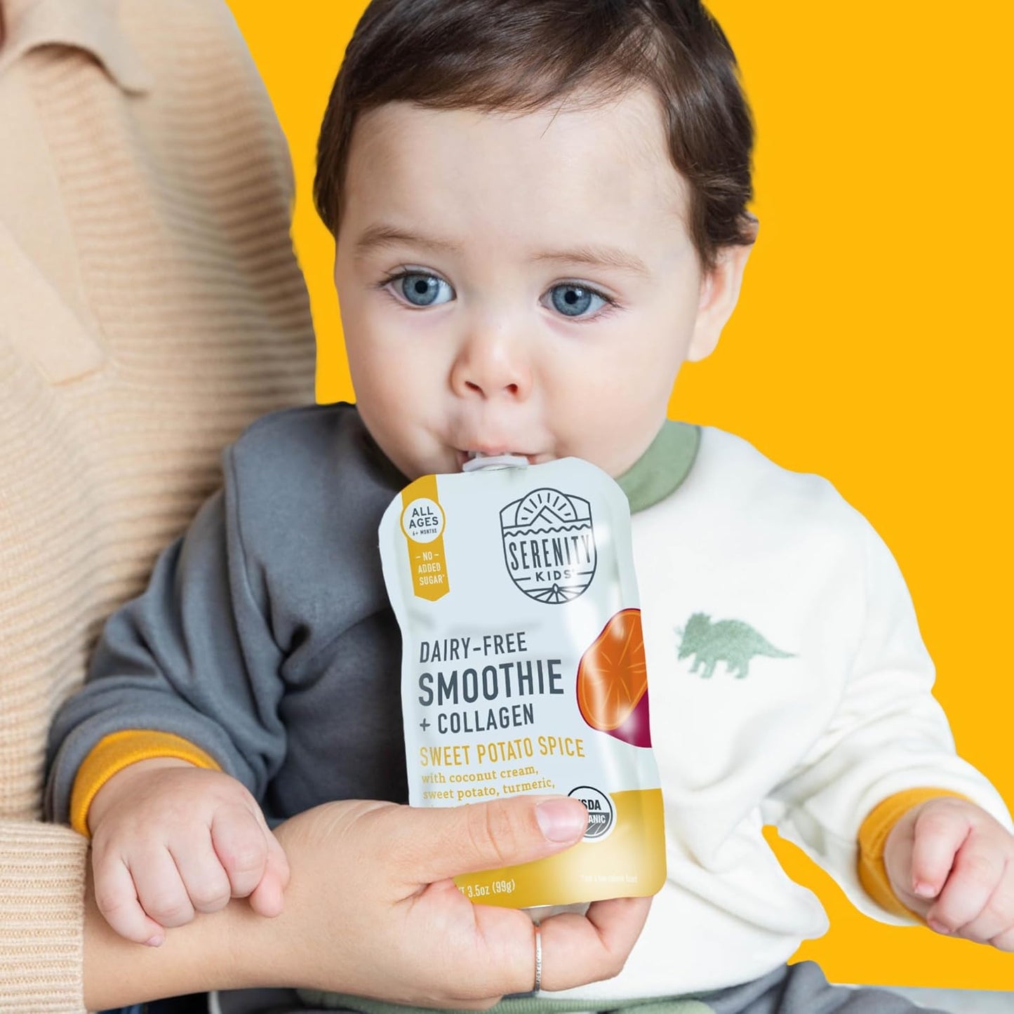 Serenity Kids 6+ Months Dairy-Free Smoothie Baby Food | USDA Organic | Grass Fed Collagen Protein |