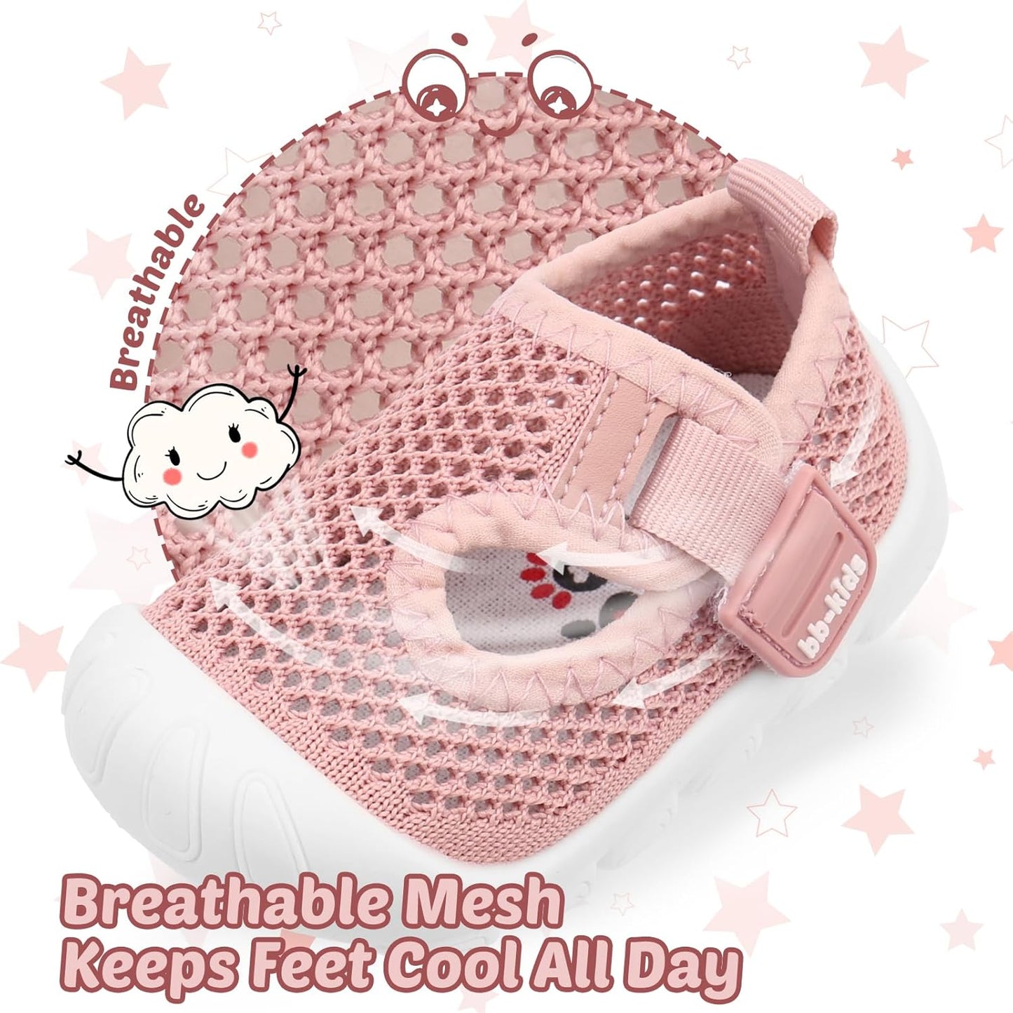 Baby Walking Shoes Toddler Girl Boy Soft Sole Breathable Mesh Slip on Summer Wide Shoes Infant Flexible Lightweight Non-Slip Safer Causal Tennis Shoes Toddler First Walkers Shoes Rubber Soles Outdoor