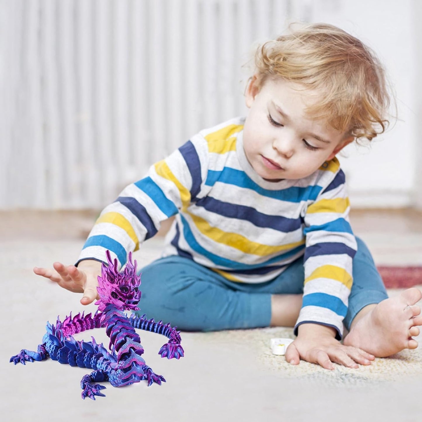 3D Printed Dragon - 12" Dragon Fidget Toy, Large Pearly Sheen Articulated Dragon, 3D Printed Gift for Birthday, Figurine Decor,Suitable for car and Character Decoration(Purple)
