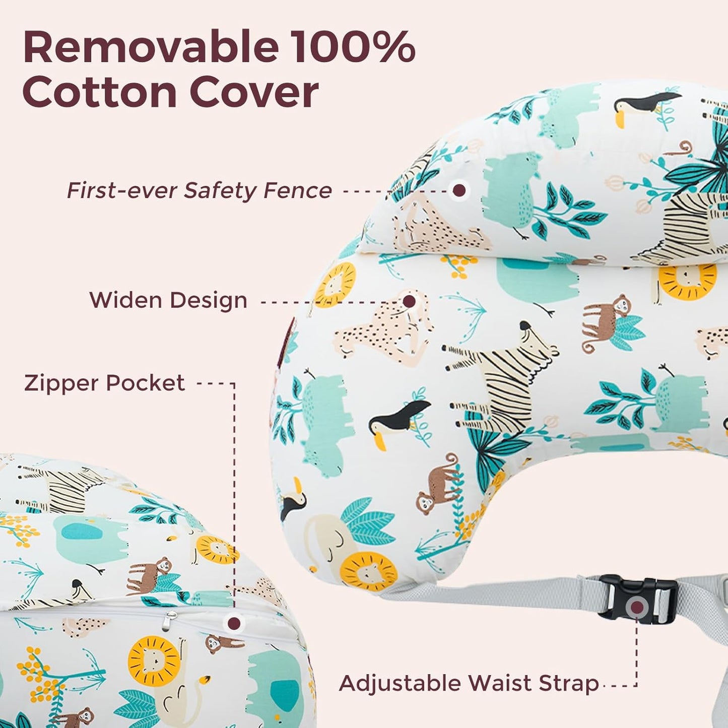 Momcozy Pioneering Safety Fence Nursing Pillow for Breastfeeding- Wider Feeding Pillows for More