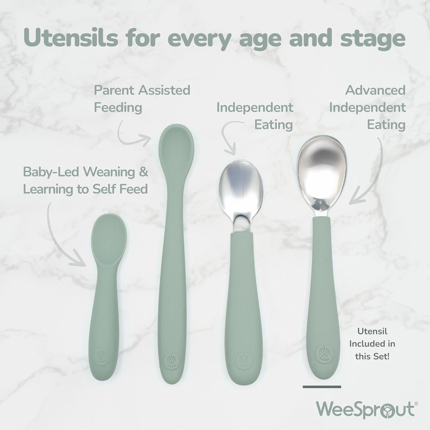 Kids Stainless Steel Utensils Set - Premium 18/8 Grade Silverware Kit - 2 Spoons, 2 Forks, and 2 Knives for Ages 4-7 - Silicone Easy-Grip Handles - Children Flatware Cutlery (Bright - Purple, Pink)