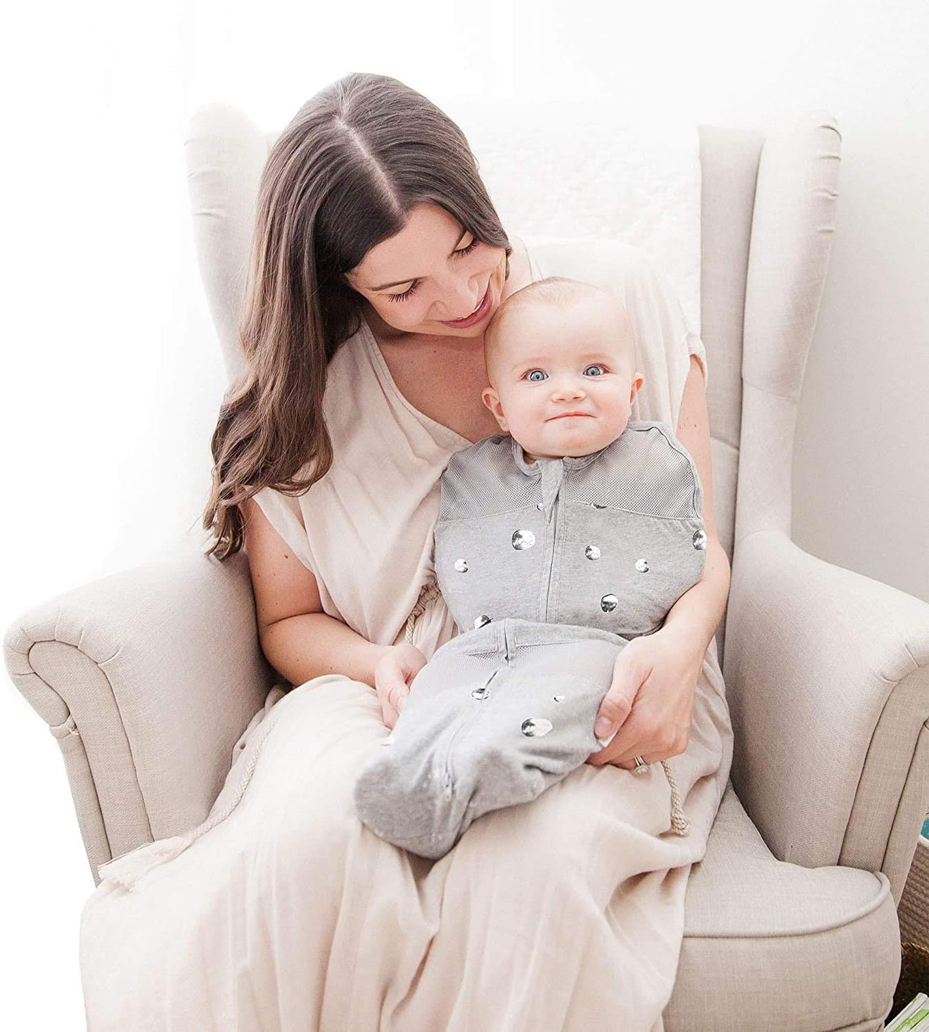 Happiest Baby Sleepea 5-Second Swaddle - 100% Organic Cotton Baby Swaddle Blanket - Doctor Designed Promotes Healthy Hip Development (Ivory Planets, Small)