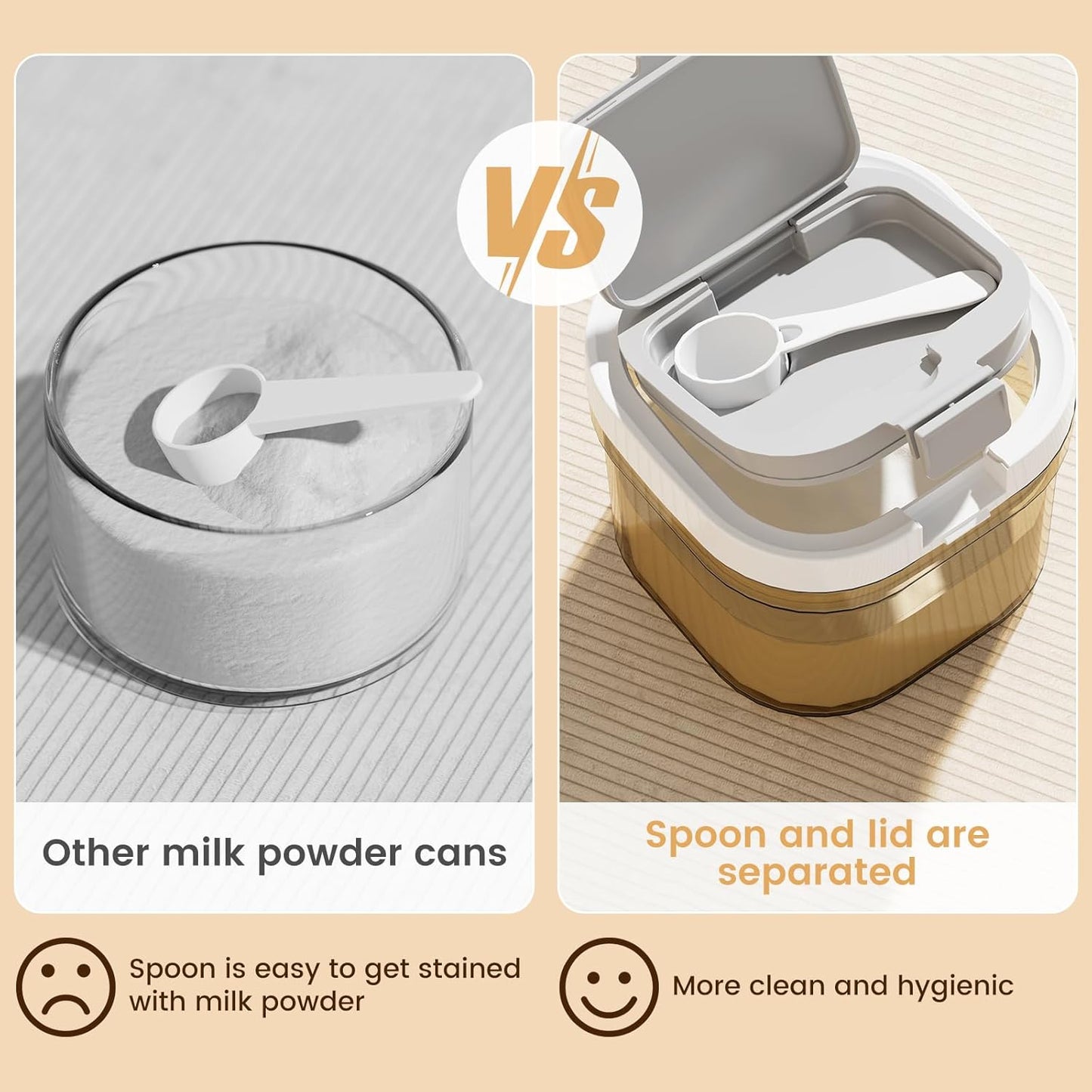 Formula Container to go-800ml Travel Dispenser BPA Free Airtight Container with Spoon and Layered