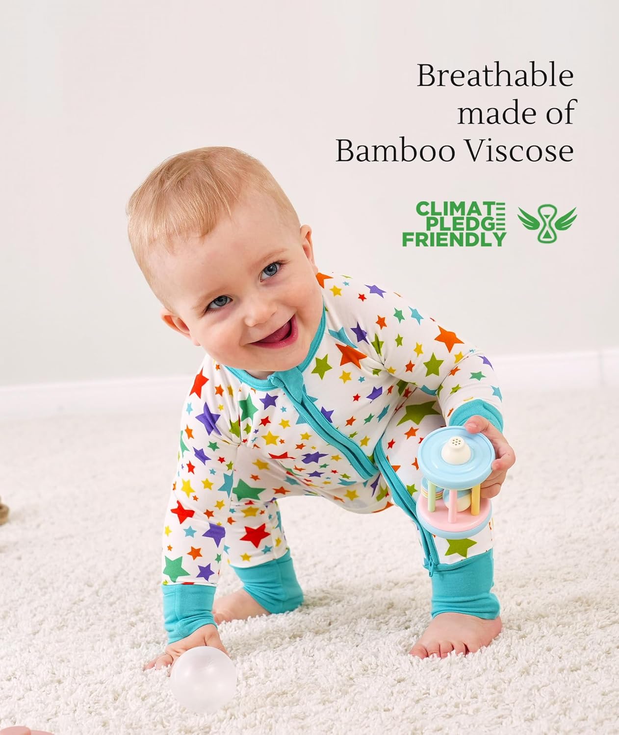 Baby One-Piece Romper Footless Bamboo Viscose Pajamas Sleepers for Baby Boys and Girls