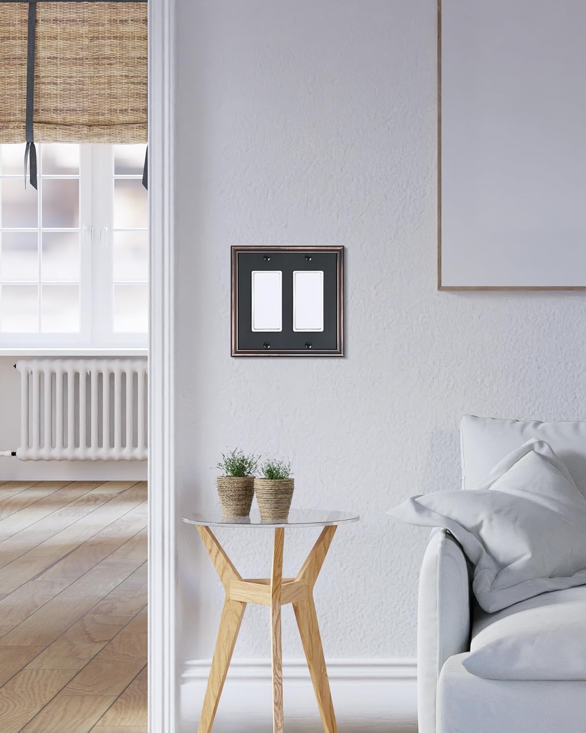 2-Pack Decorative Double Decorator Outlet Cover Plate, Durable Zinc Alloy Aged Bronze Wall Plates for Electrical Outlets, Receptacle, GFCI Outlet, Dimmer Switch, 2-Gang, Corrosion Resistant