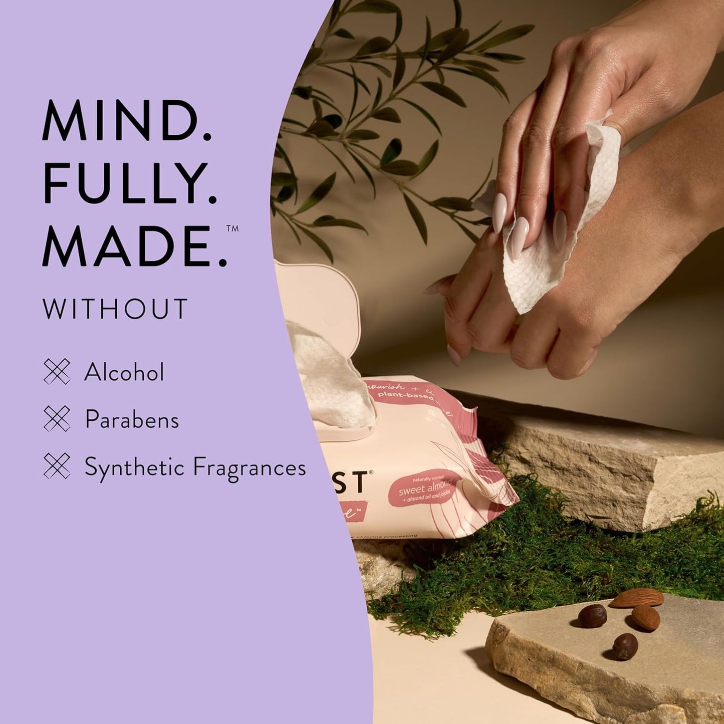 The Honest Company Nourish + Cleanse Naturally Scented Wipes | Cleansing Multi-Tasking Wipes | 99% Water, Plant Based, Hypoallergenic | Sweet Almond, 240 Count