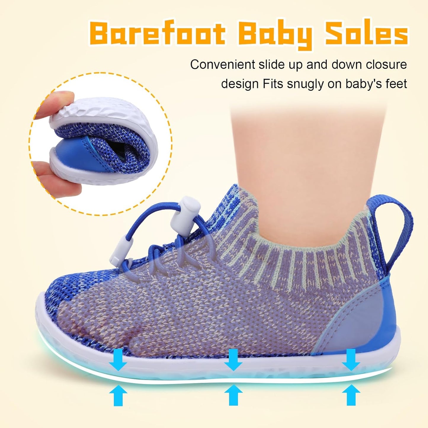 FEETCITY Baby Shoes Boys Girls First Walking Shoes Lightweight Infant Sneakers Slip On Shoe