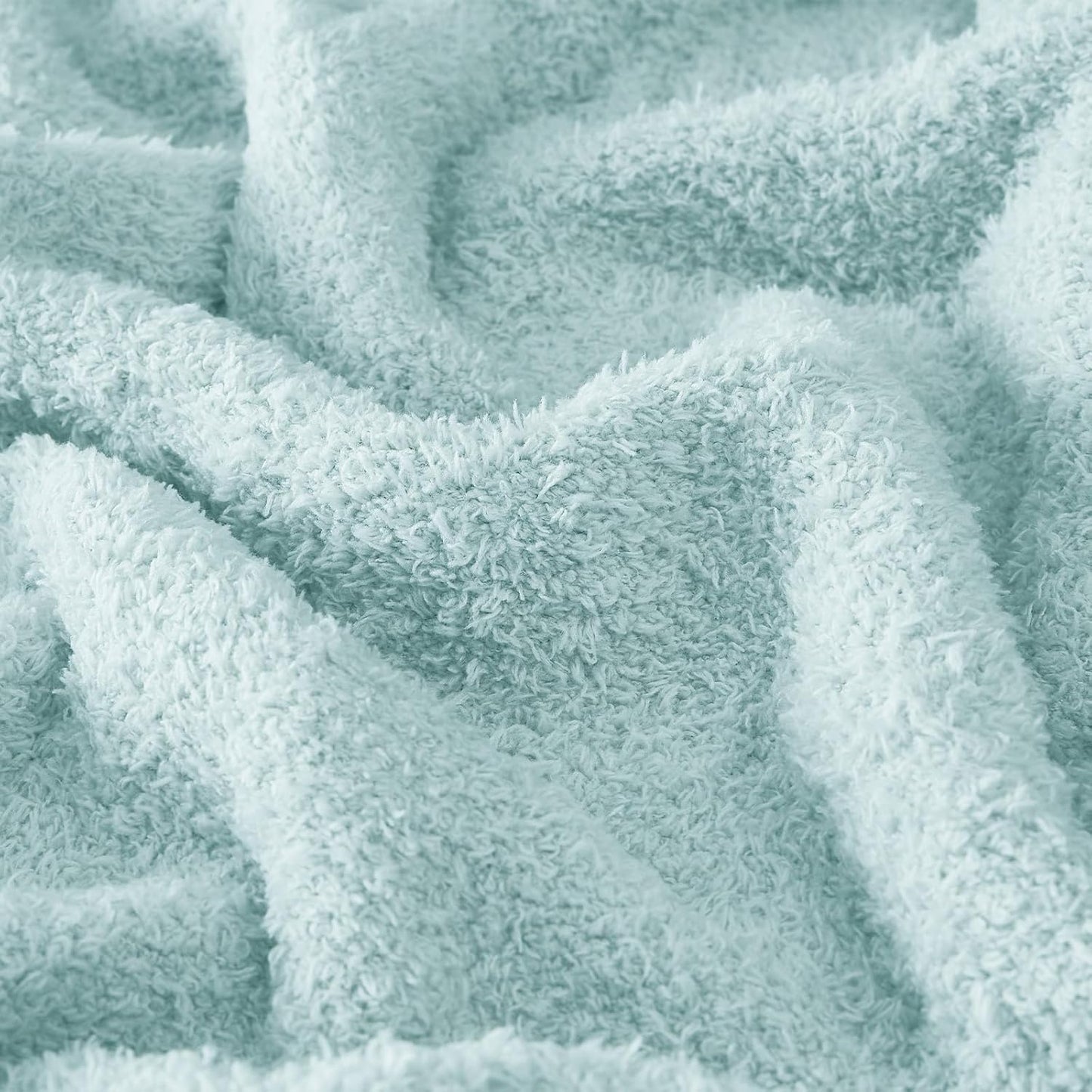 CYMULA Knit Throw Blanket for Couch Sky Blue - Super Soft Lightweight Plush Fuzzy Fluffy Cozy