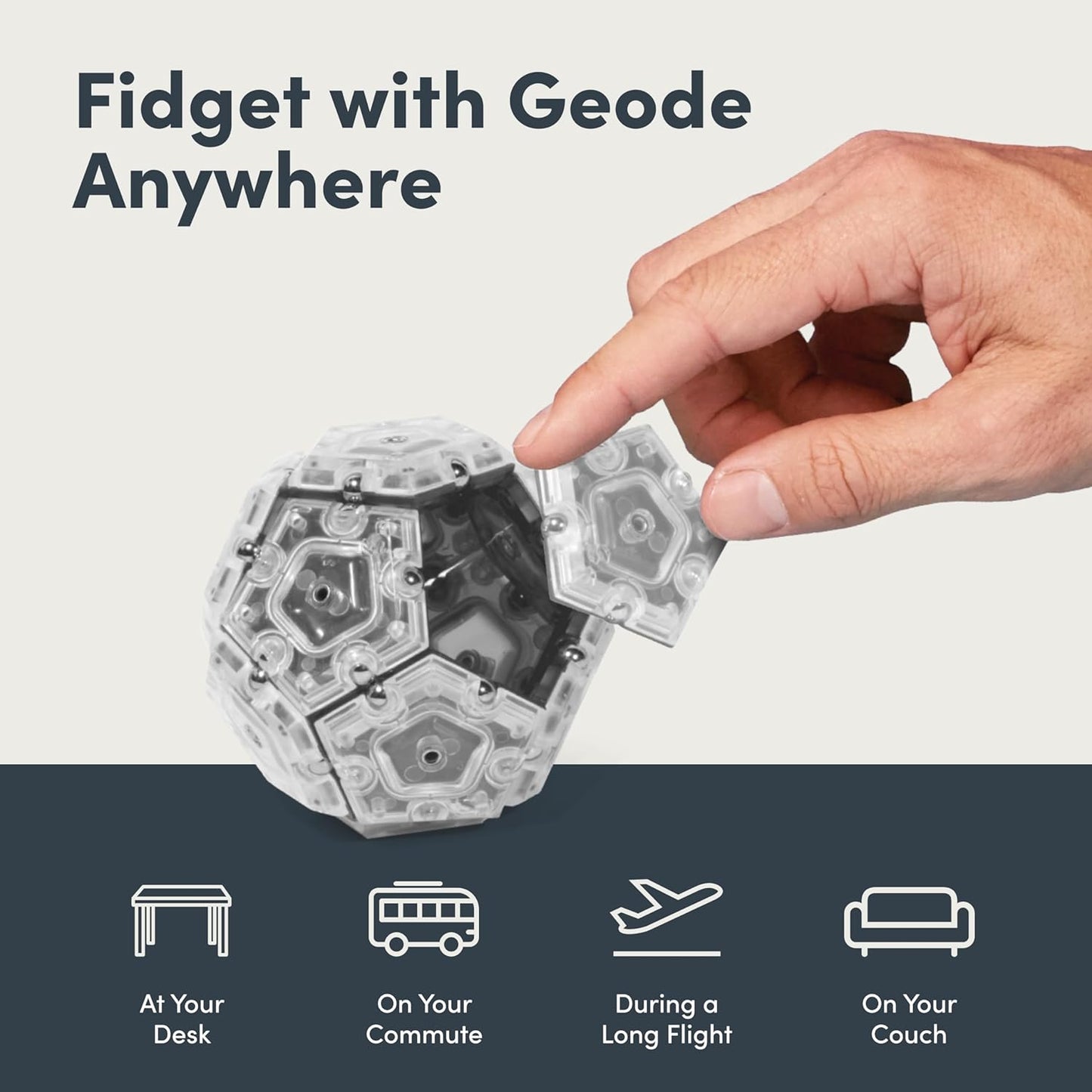 Speks Geode Sphere Magnetic Fidget Toy for Adults | Quiet Adult Sensory Toy for Stress Relief & Anxiety, Office Desk ADHD Tool, Stocking Stuffer & Top Gadget Gift Idea | Slate, 12-Piece Set