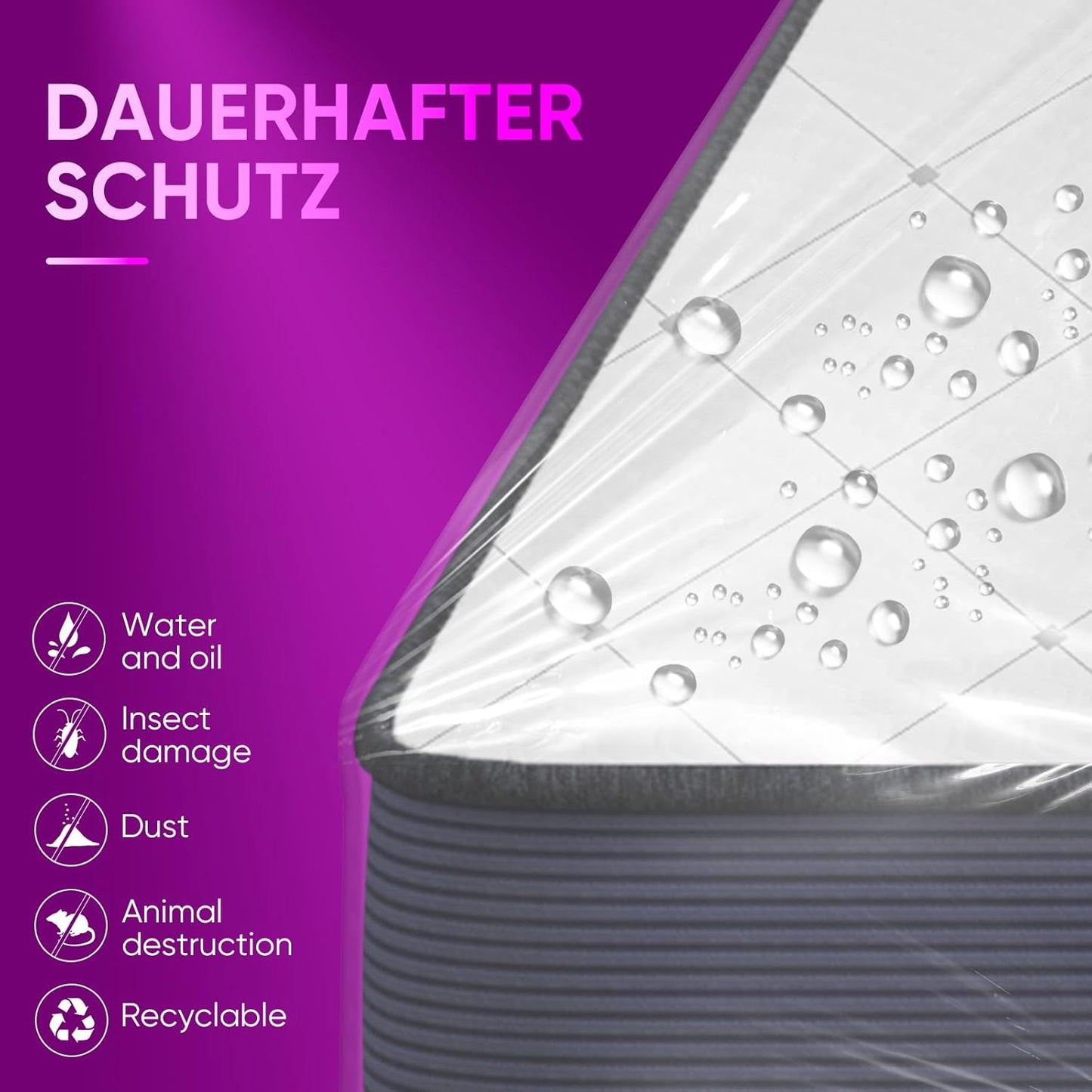 ZCHENBS® – Mattress Bags for Moving and Storage,Mattress Bag with Zippers,5 Mil Ultra-Thick Bed Bag,Waterproof,Anti-Tear,Heavy-Duty Mattress bag (Tansparent/Purple, Twin/Twin XL-(1 Pack))