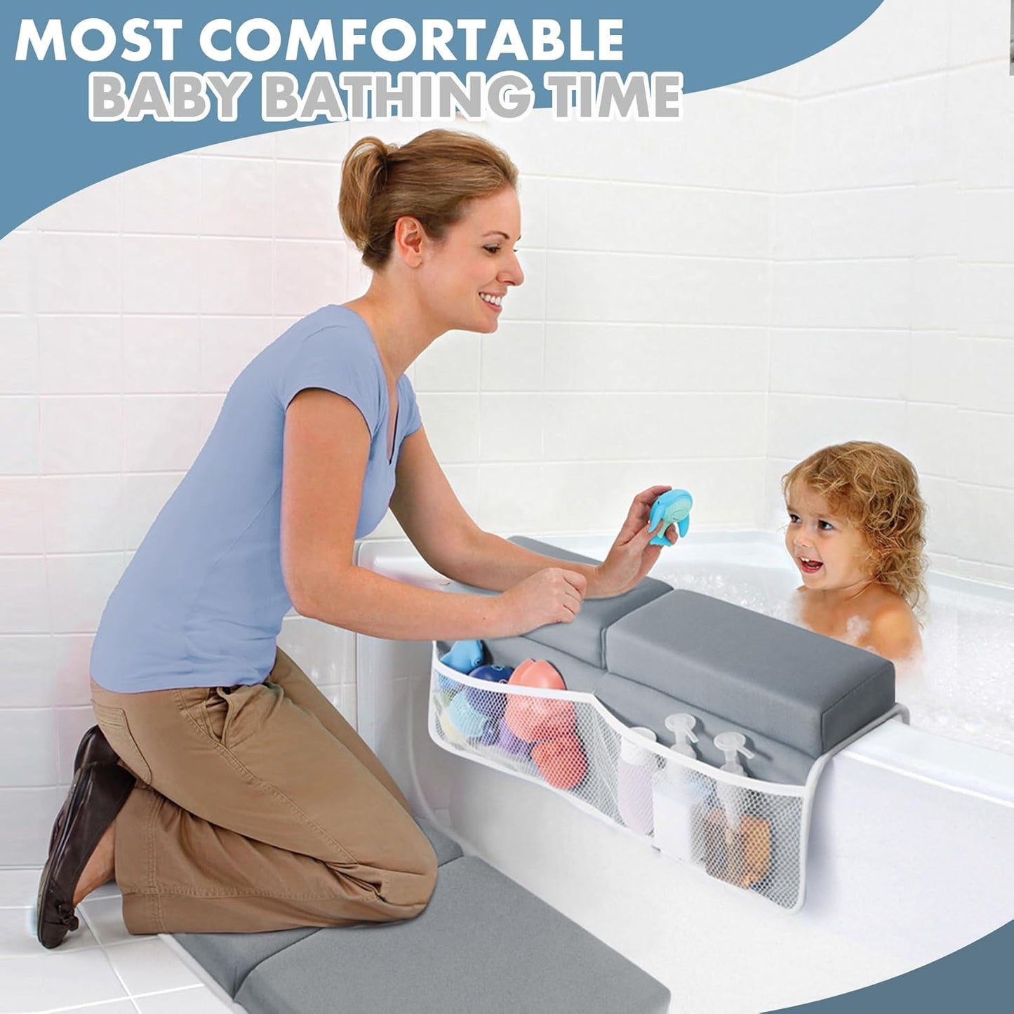 beiens Bath Kneeler and Elbow Rest Pad Set - 1.5'' Comfortable Thick Baby Bath Kneeler Pads, Quick