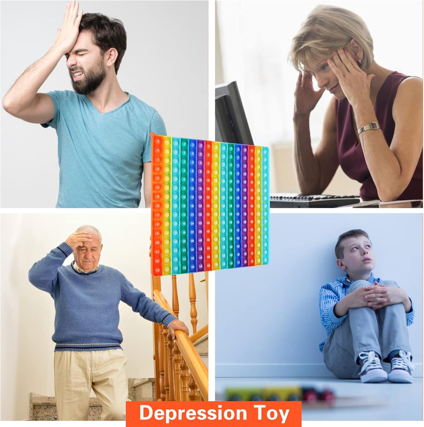 Multiplication Table P00P, Rainbow Square Math Toy Push P0pp Fidget Toy 225 Bubbles Stress Relieving Fidget Game for Teachers to Create Kinds of Math Manipulatives【13 X 13 Maximum】