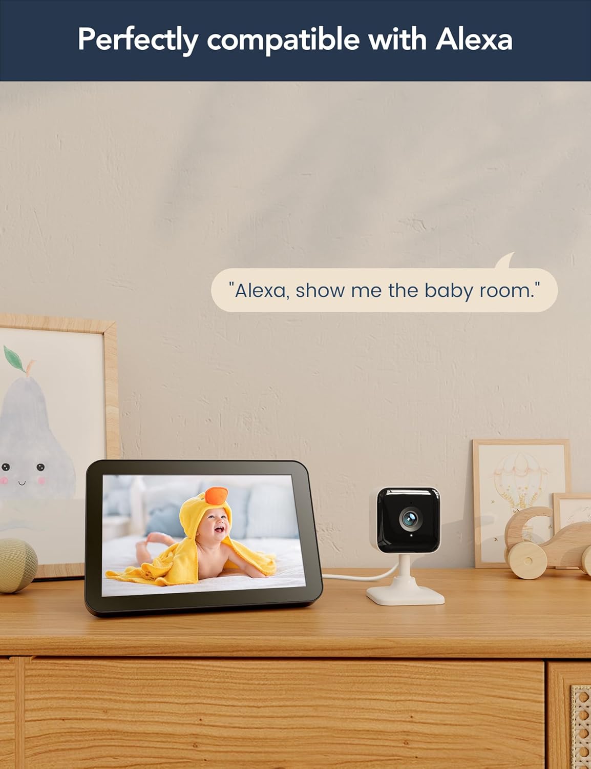 GNCC Baby Monitor with Camera and Audio, Baby Monitor WiFi Smartphone 2.4 GHz with Motion and Sound Detection, Pet Security Camera Indoor, 1080P HD Night Vision,Two-Way Audio, SD or Cloud Storage