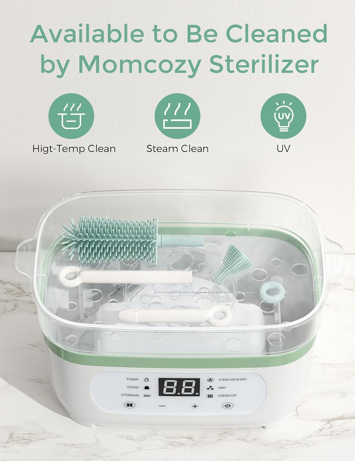 Momcozy Bottle Brush Set - Baby Bottle Cleaner Kit with Silicone Brush, Nipple Brush, Straw Brush