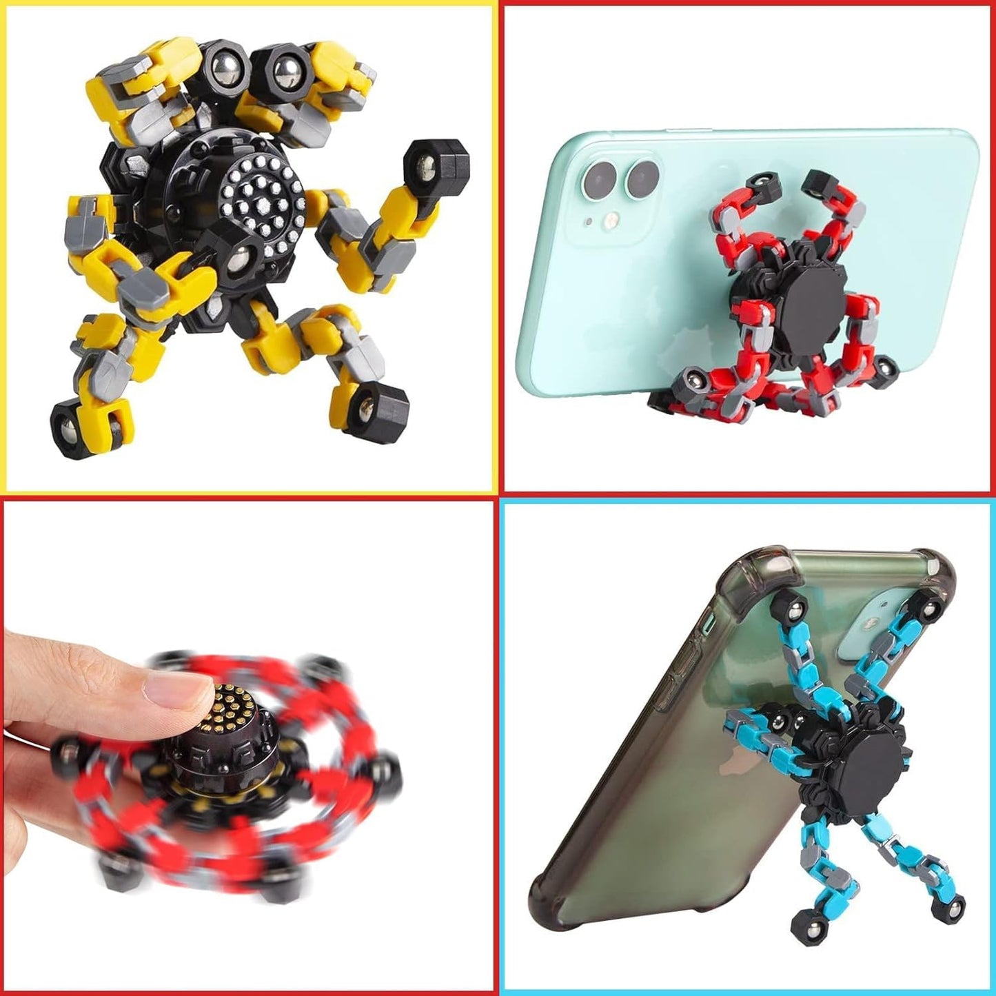 40 Pcs Deformable Robot Fidget Spinners - Transformable Fingertip Toys for Classroom Prizes, Christmas, Valentine Gifts - Goodie Bag, Stocking, Easter Basket Stuffers for Kids