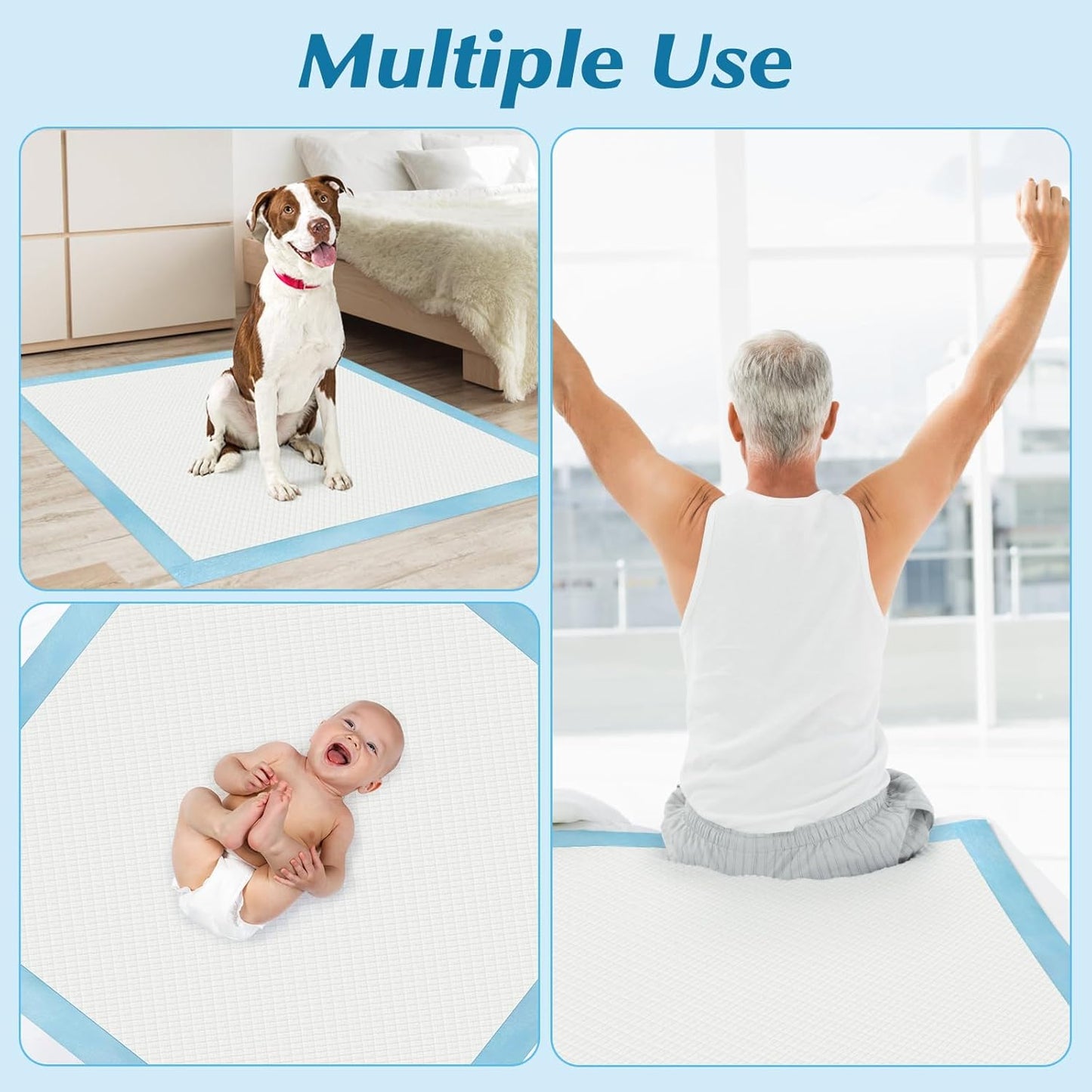 50 Count 36" x 36" Super Absorbency Disposable Underpads - Leakproof Quick Drying Pads for Baby