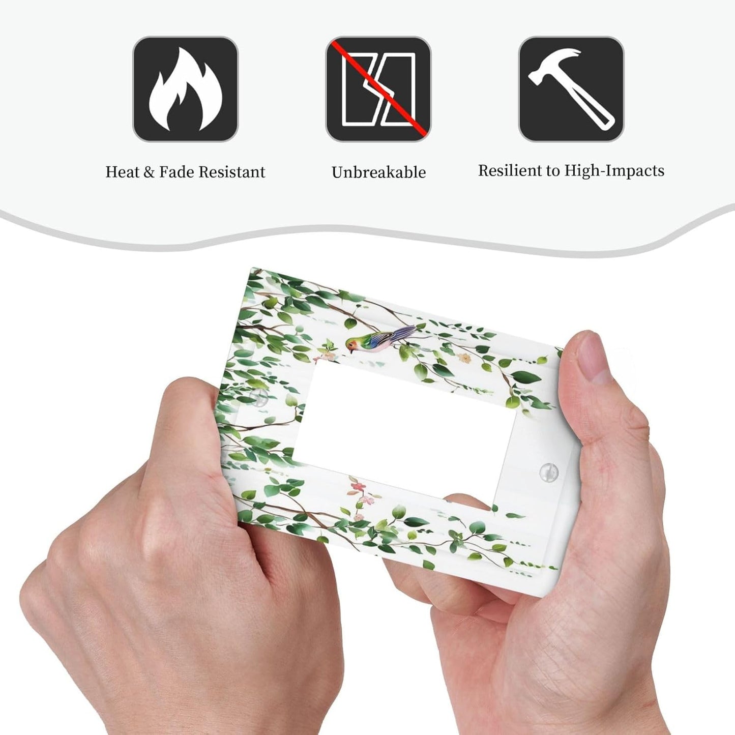 Decorative Outlet Covers Green Leaves Bird Eucalyptus Sage Plant 1 Gang Single Rocker Light Switch Cover Plate Wall Plates Gfci Faceplate For Bed Room Living Room Decor