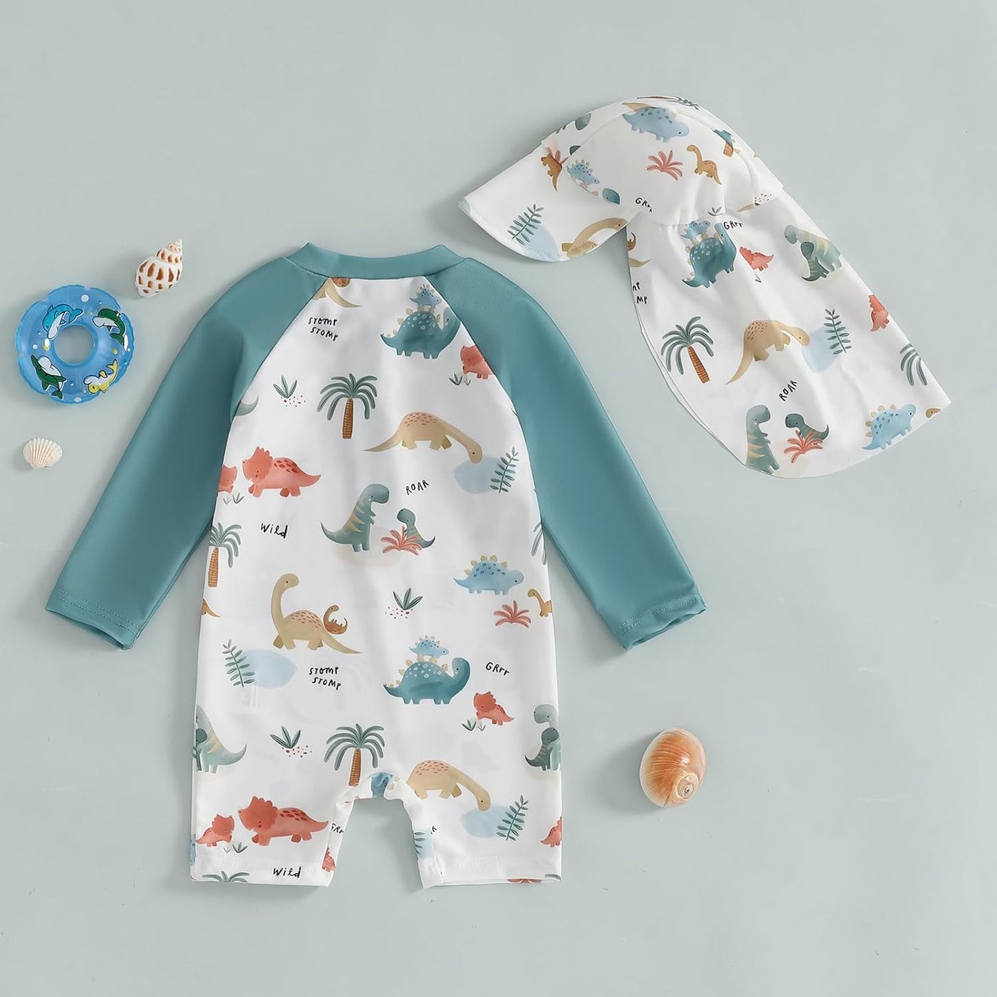 Hnyenmcko Baby/Toddler Boy Rash Guard Swimsuit Long Sleeve One Piece Zipper Swimwear Sunsuit Infant Bathing Suit Beachwear