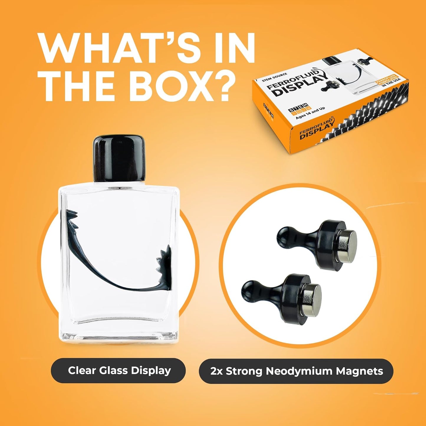 FerroFluid Display Toy Bottle – Ferro Fluid Liquid Metal STEM Toy, Magnetic Desk Toy with Neodymium Magnets, Interactive Adults Physics Toy, Educational Iron Filings Magnet Science Kit - 2ml