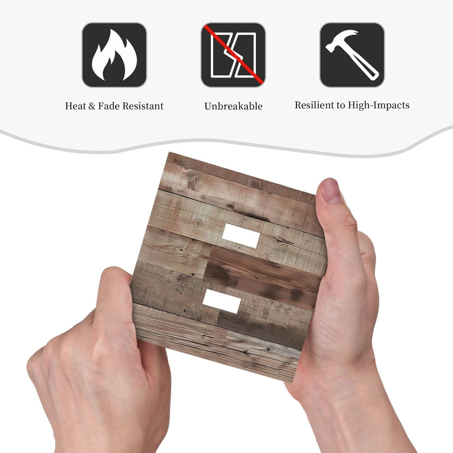 Decorative Switch Covers Plate Retro Wood Plank Vintaga Wooden Board 2 Gang Wall Plate Unique Double Toggle Light Switch Plate Wall Cover Plate Faceplate for Bedroom Home Decor