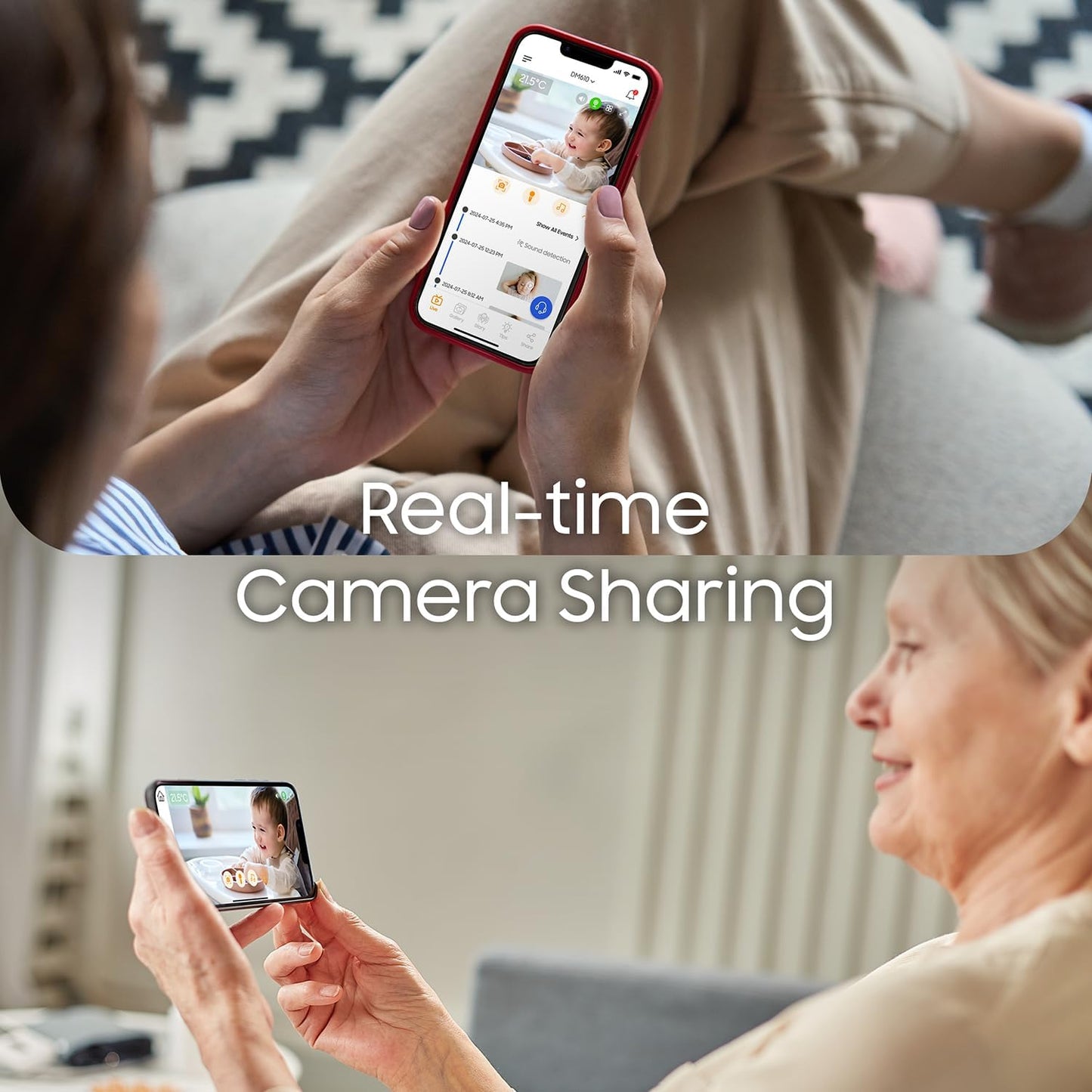 CHILLAX Baby Monitor Baby Mood Plus,5-inch 1080p HD Camera Wi-Fi Baby Monitor,with Sleep Trainer & Mood Light Soother,Flexible Gooseneck and 360°Pan View,Accessible via Phone App and Nursery Features