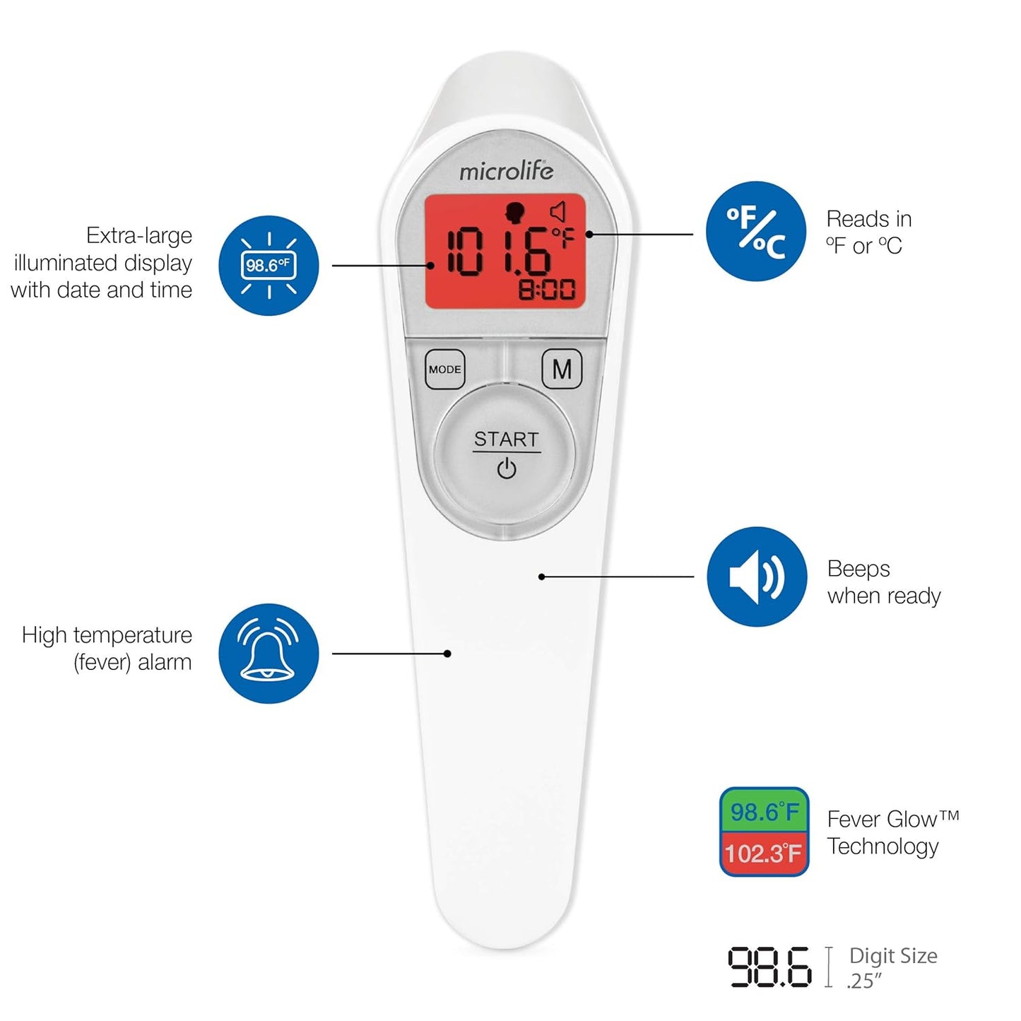 Microlife Non-Contact Forehead Thermometer, Digital Infrared No-Touch Thermometer (for Adults, Kids