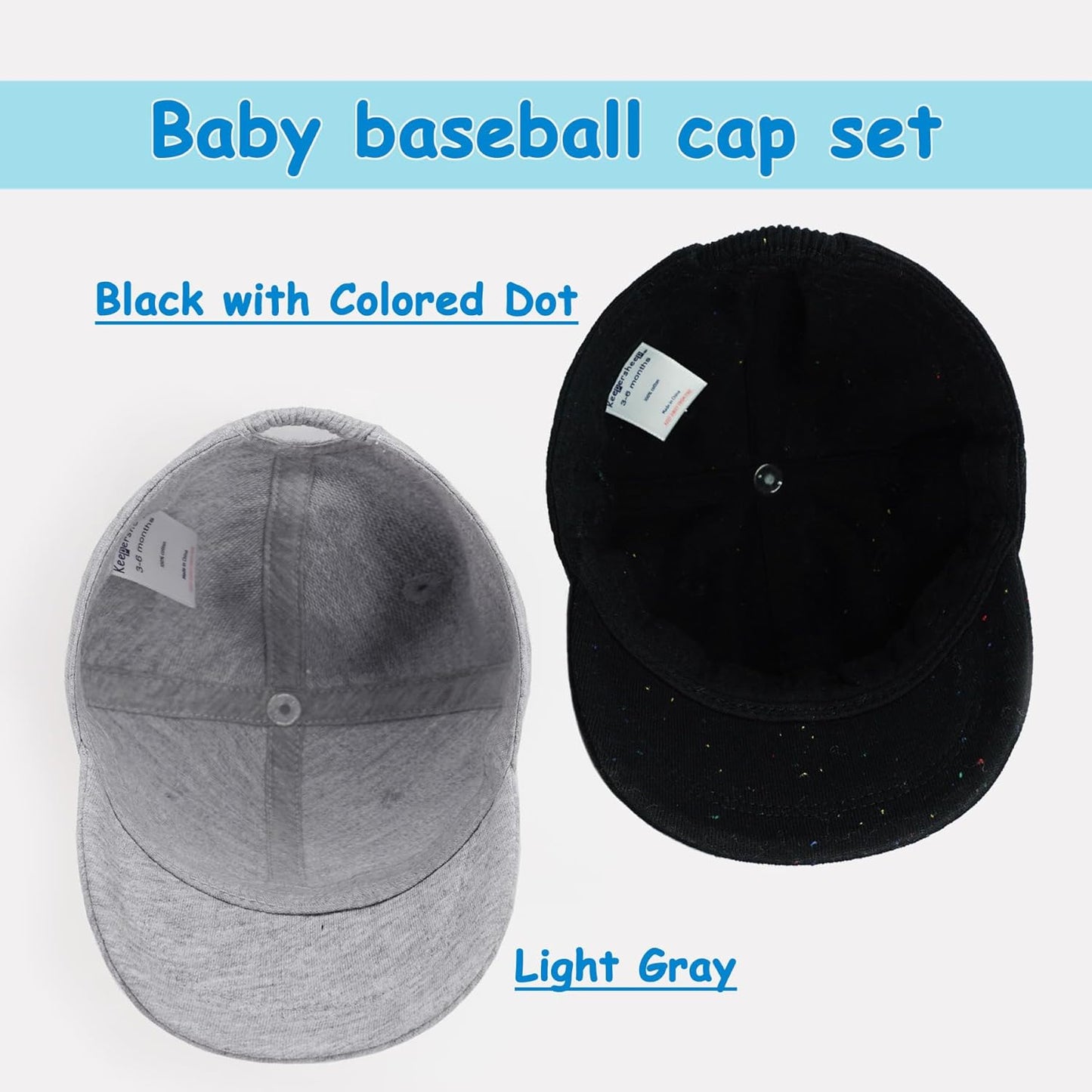 Keepersheep Baby Baseball Cap Infant Sun Hat, Cotton Knit with Soft Brim, Adjustable Soft Newborn Toddler Cap