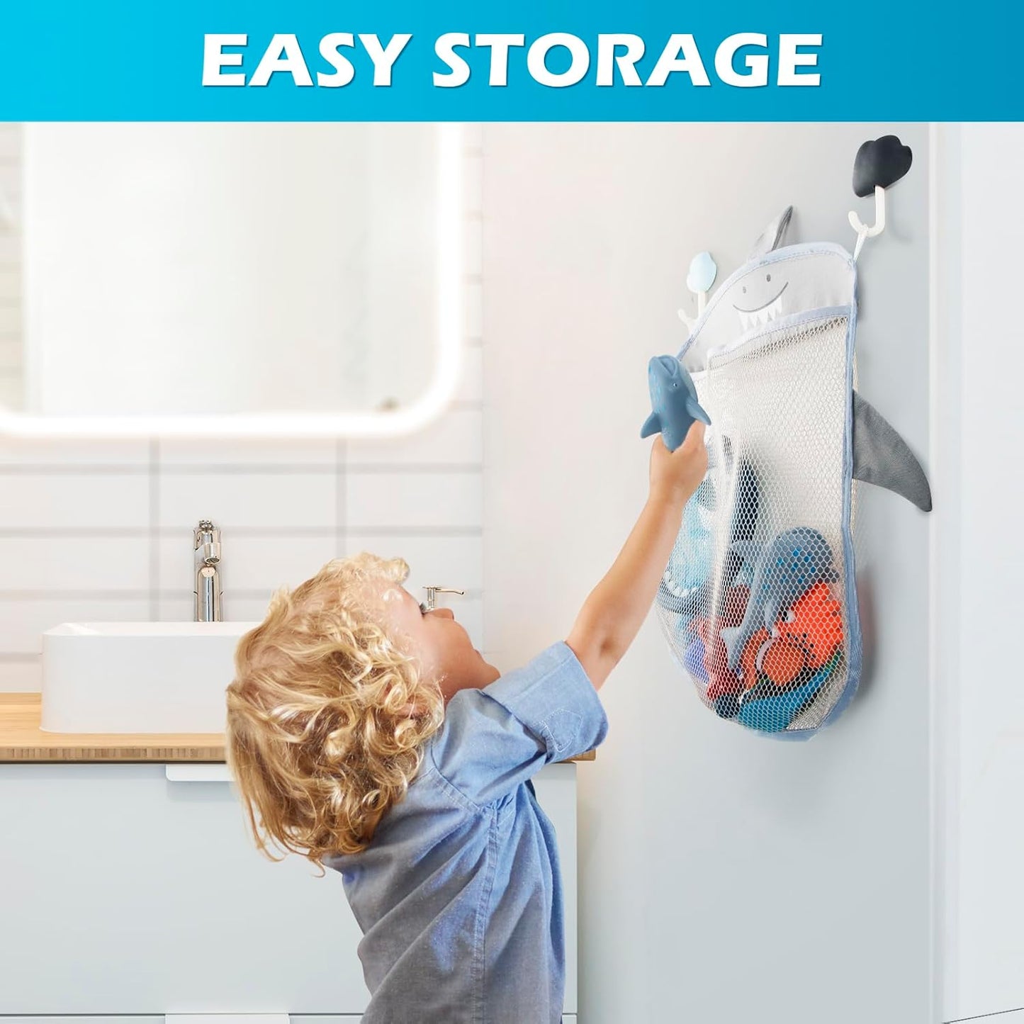 No Hole Mold Free Bath Toys for Toddlers 1-3, Water Toys for 6-12 Months Infants with Storage Bag