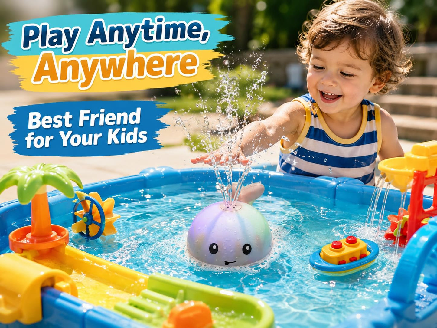Gigilli Baby Bath Toys, Light Up Pool Water Bathtub Toy for Toddlers Babies