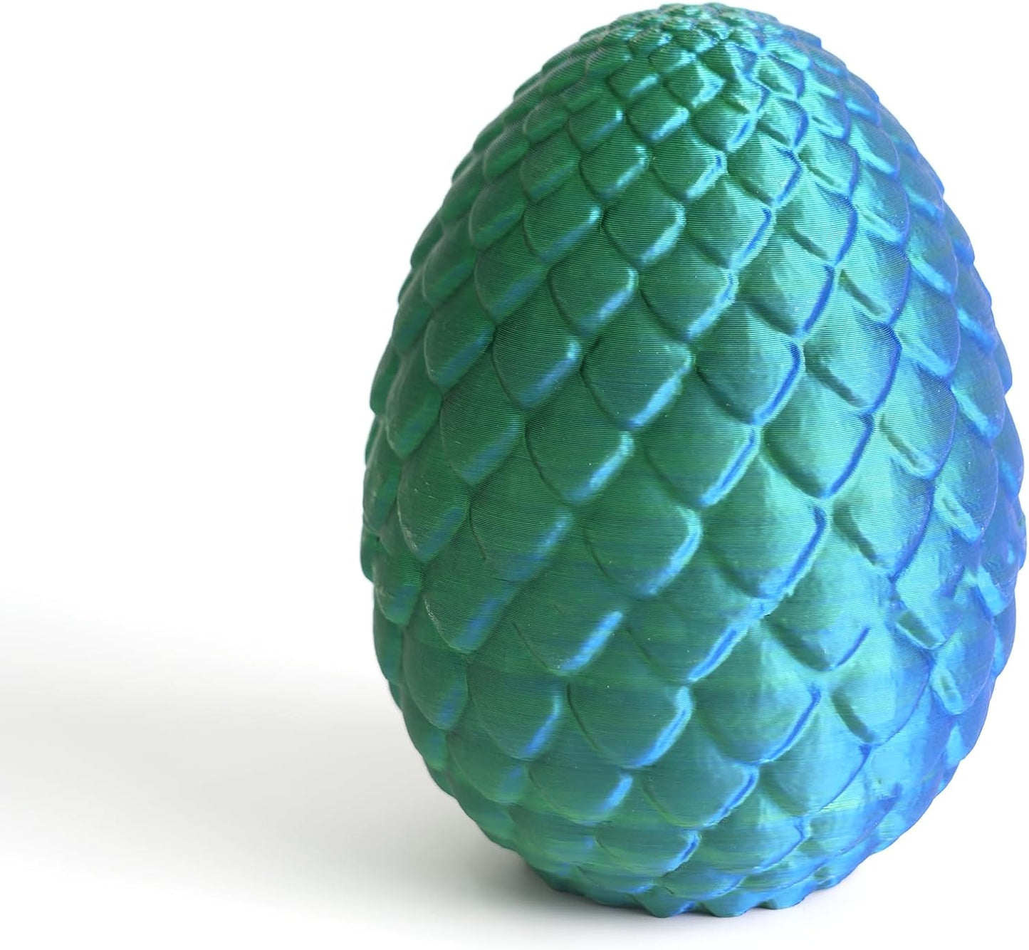 Dragon Egg - Small Surprise Egg with 8” Pearly Sheen Dragon Inside, 3D Printed Gift, Articulated Dragon Toy for Birthday, Home Decor (8” Green+Blue Dragon)