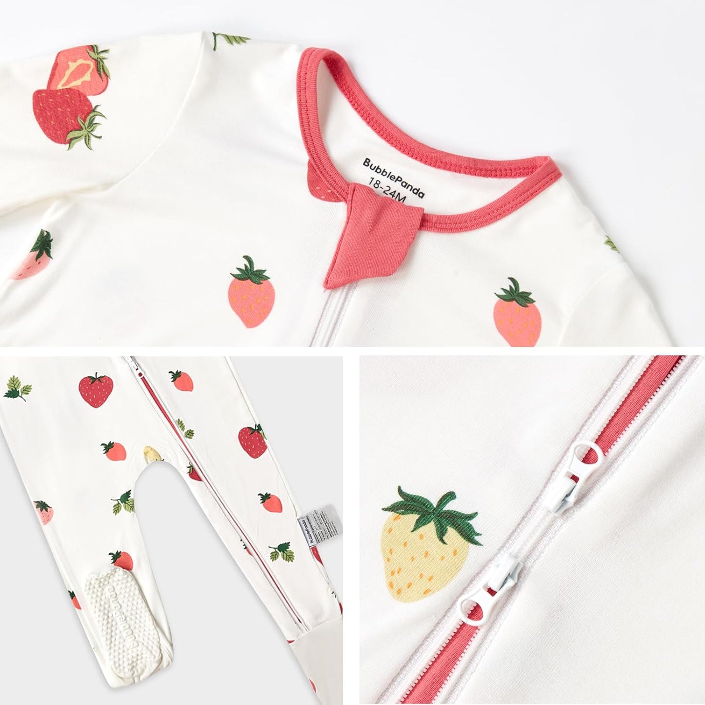 BubblePanda Rayon Made From Bamboo Baby Pajamas Baby Clothes for Boys Girls Unisex Zip-Front Non-Slip Onesie Sleeper