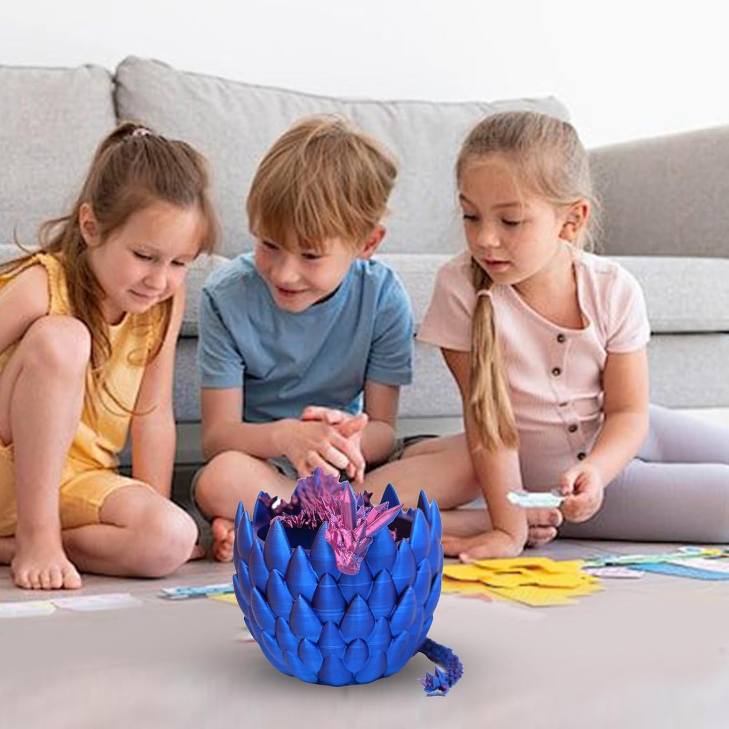 Easter Dragon Eggs 3D Printed Dragon Egg with Dragon Inside Articulated Crystal Dragon Fidget Toy Mystery Easter Suprise Home Office Decor Executive Desk Toys