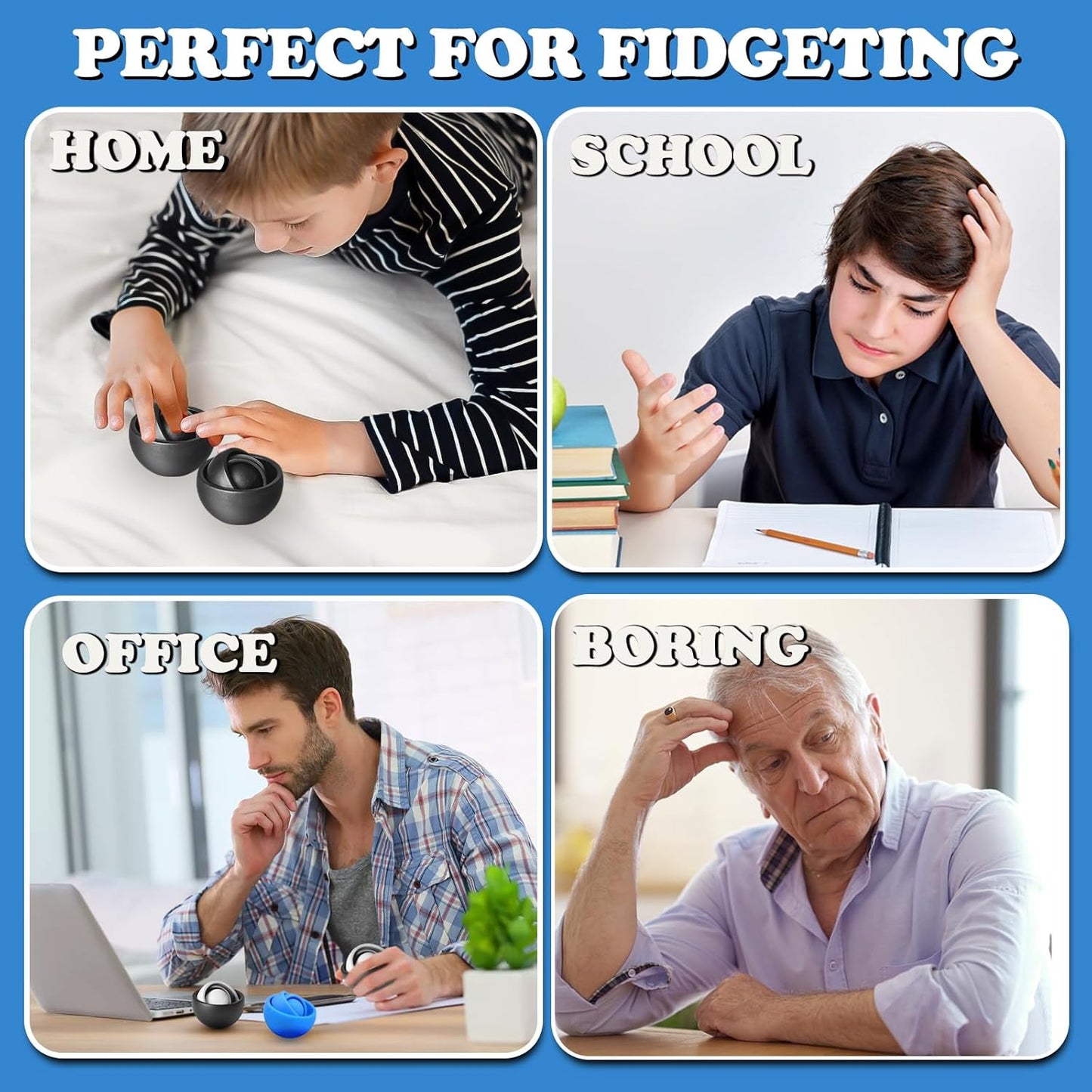 Fidget Toys Adults 4 PCs, Sensory Figette Spinner Anxiety Stress Relief Toys Quiet Fidgets Gyro for Autism ADHD Kids Gifts Cool Gadget Office Desk Toy Easter Basket Stuffers for Teen Boys…