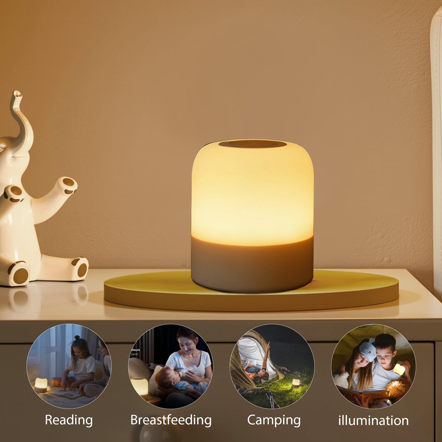 FNMYCO Portable Baby Night Light,3 Colours Egg Light for Nursery,Rechargeable Night Light for