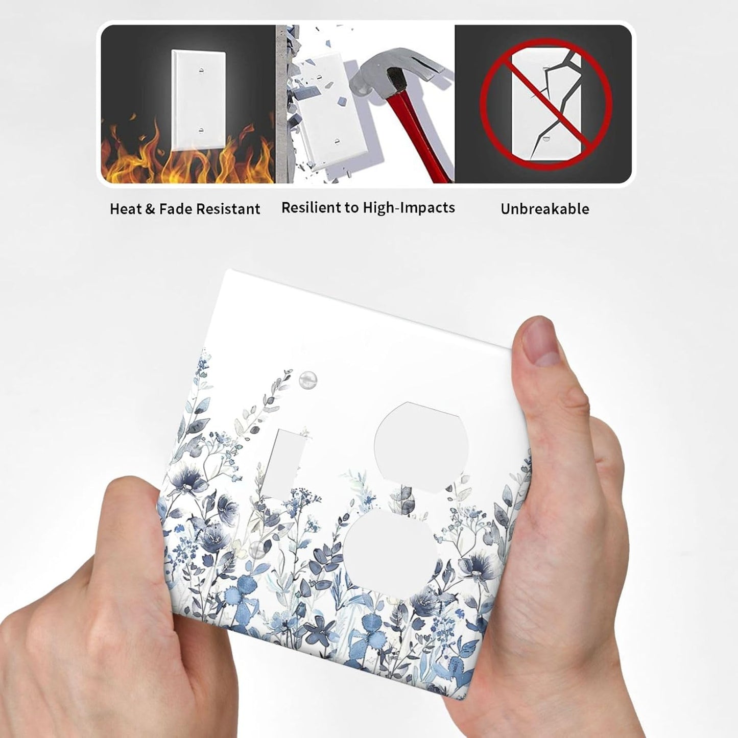 Wallplates Light Blue Watercolor Leaves Plant With Floral 1 Toggle 1 Duplex Switch Plate Electrical GFCI Faceplate Decorative Light Switch Covers for Bedroom Bathroom Decor