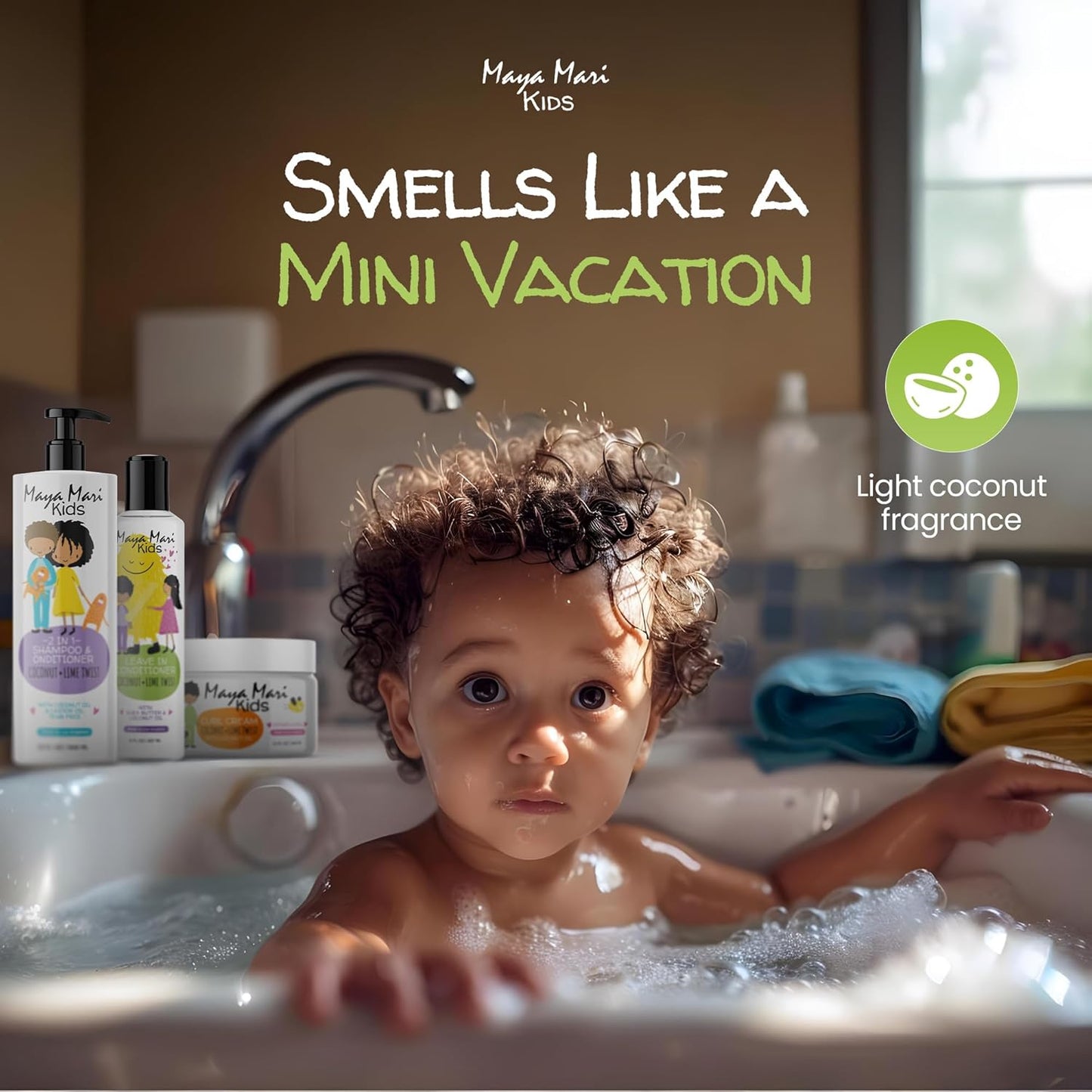 Kids Curly Hair Gift Set | 2-in-1 Kids Shampoo & Conditioner, Curl Cream, & Leave-In Conditioner |